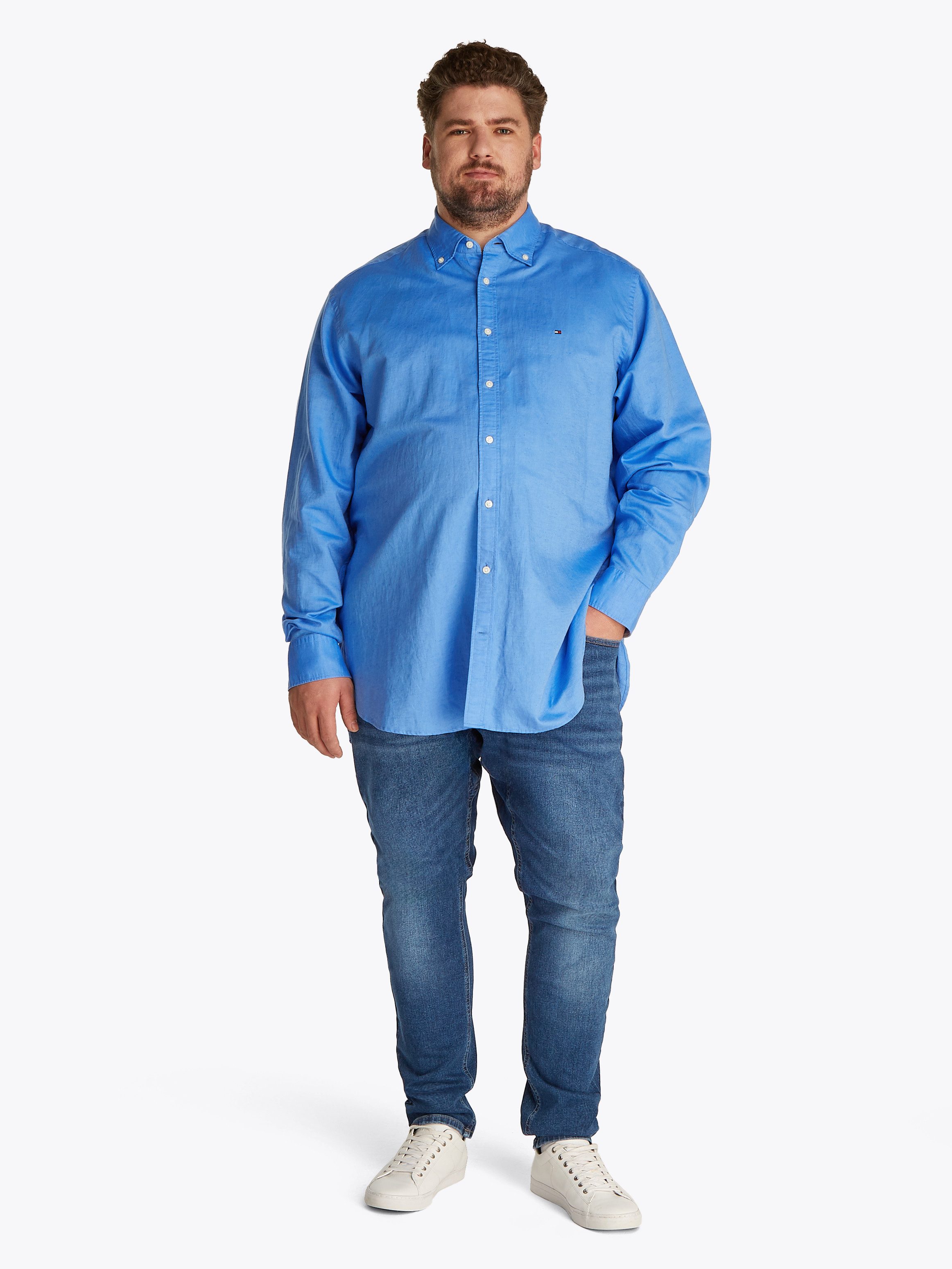 Tommy Hilfiger Big & Tall Langarmhemd BT-LINEN BLEND SOLID Große Größen
