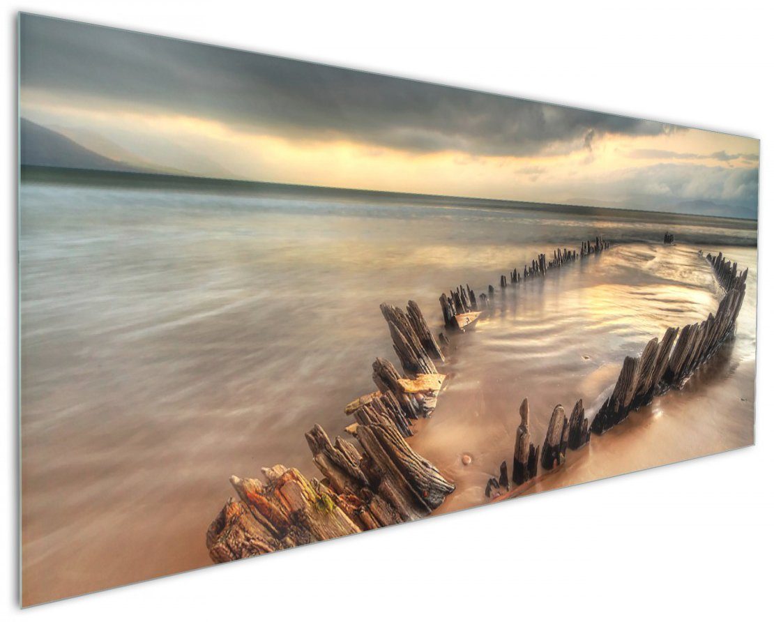 Wallario Küchenrückwand Bootswrack am (1-tlg) in Irland Strand