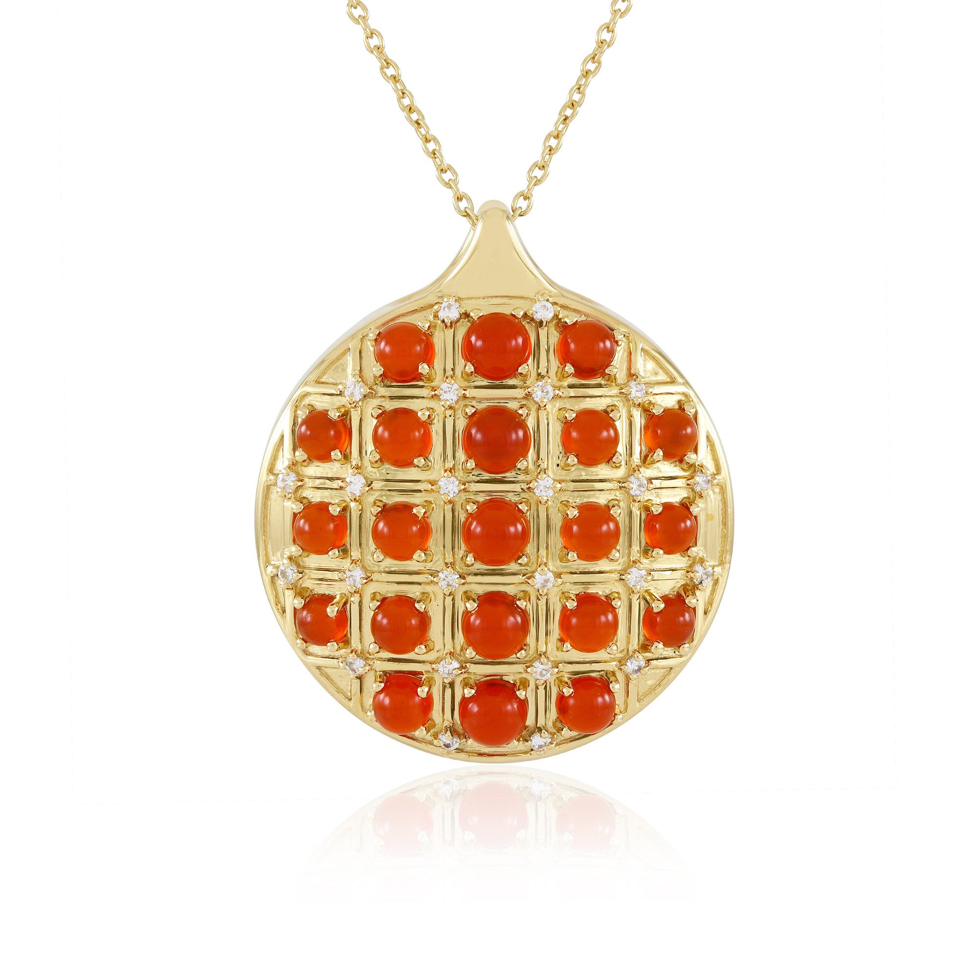 Cavill Silberkette Karneol Cabochon Anhänger 4,24 ct, 925er Silber, vergoldet, orange-rot (1-tlg)