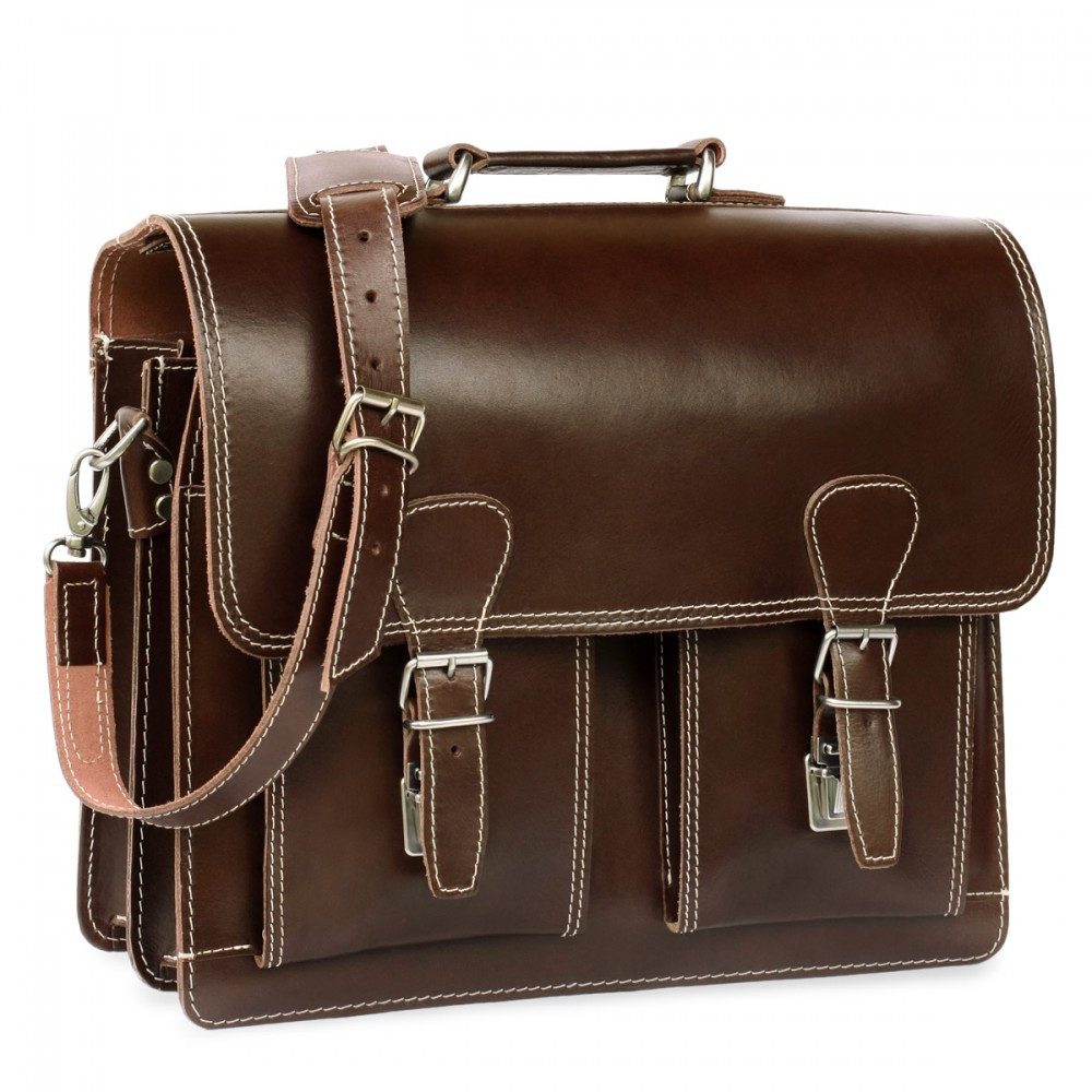 Aktentasche Klassische Aktentasche / Lehrertasche in L, Leder, Braun, Hamosons 600
