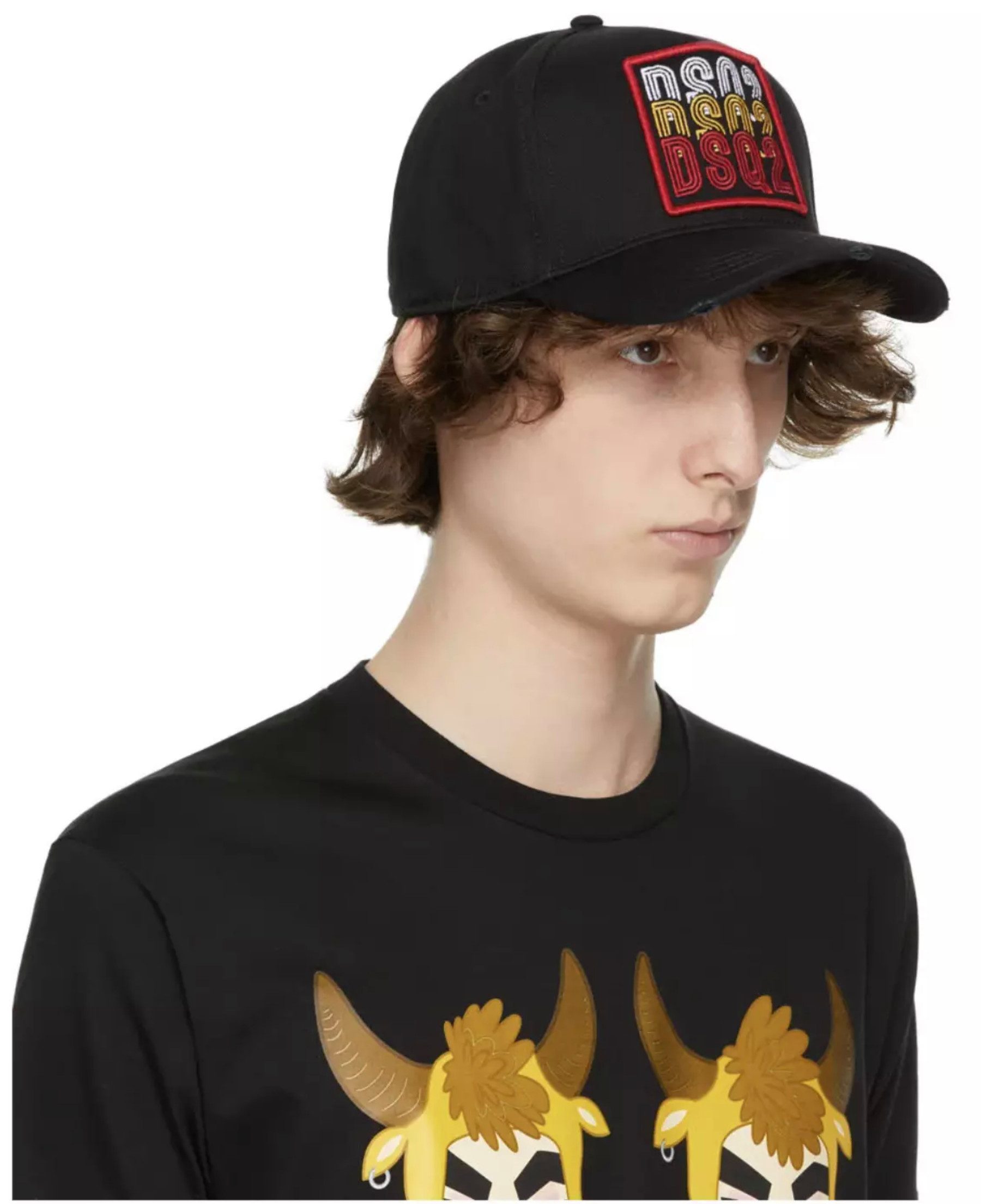 Dsquared2 Baseball Cap Basebalkappe Multi Logo Baseballcap Kappe Schwarz Streetwear trifft auf Luxusmode-ideal für Individualisten.