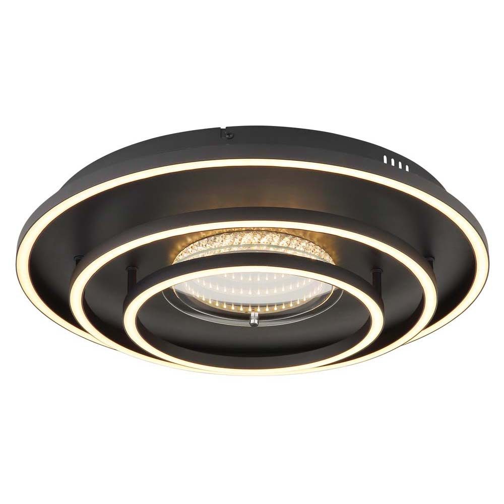 GLOBO LIGHTING LED Deckenleuchte, LED-Leuchtmittel fest verbaut, Kaltweiß, Warmweiß, Neutralweiß, Tageslichtweiß, Farbwechsel, Deckenleuchte LED Metall schwarz 3D Effekt CCT Memoryfunktion D 51 cm
