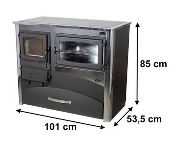 ABC Proizvod Kaminofen mit Backfach und Herdplatte Glaskeramik zum Kochen Dauerbrand Rechts, 11,60 kW