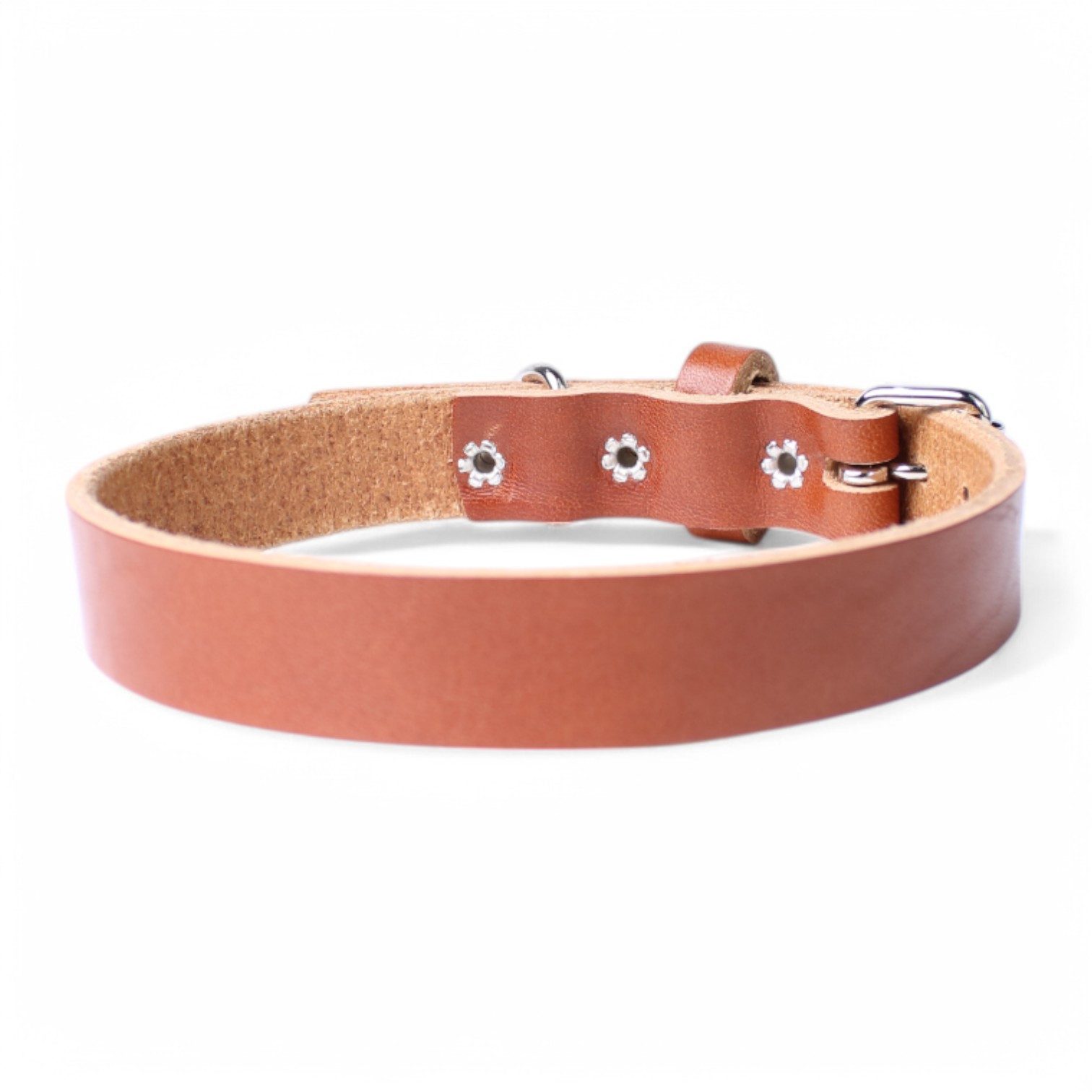 FRONHOFER Hunde-Halsband 18698, Ökoleder, schlichtes Büffelleder Halsband, Edelstahl-Schnalle und D-Ring, 2 cm
