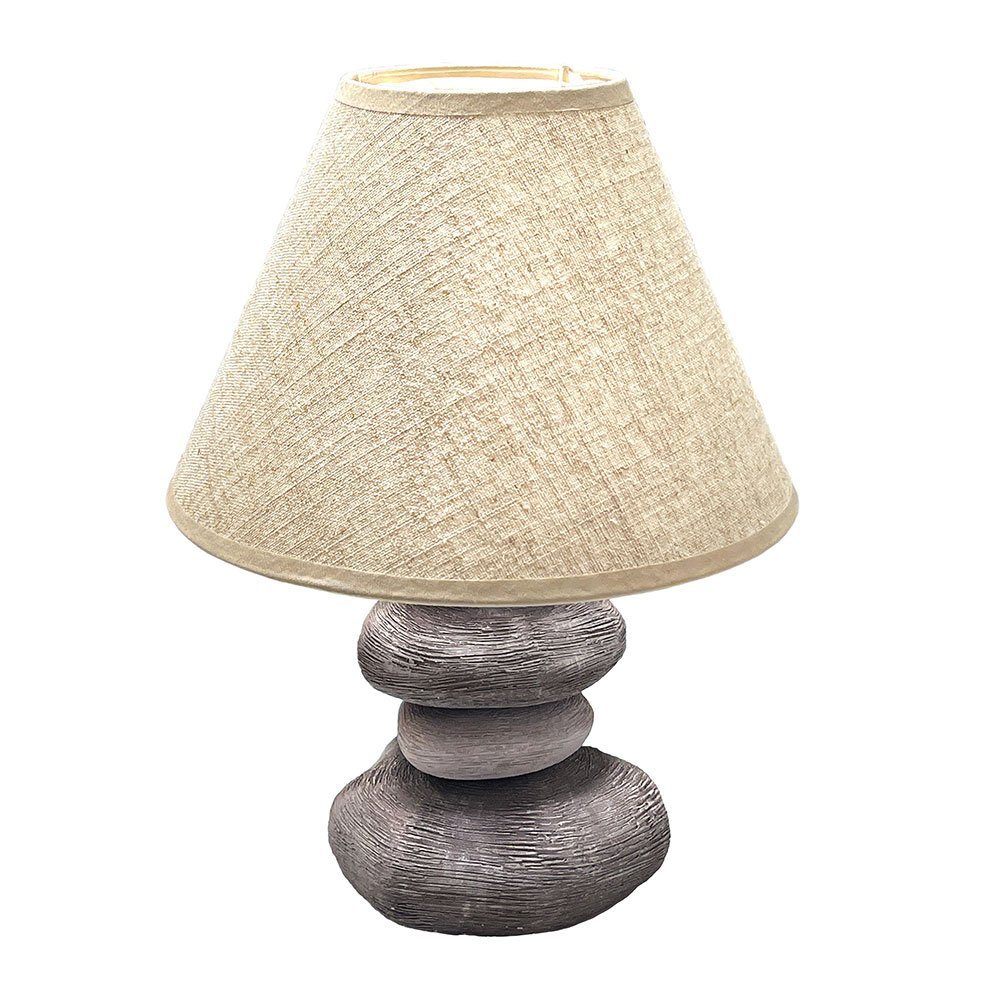 FISCHER & HONSEL Schreibtischlampe, Leuchtmittel nicht inklusive, Tischlampe Beistellleuchte Textil Schirm Steinoptik braun H 33,5 cm