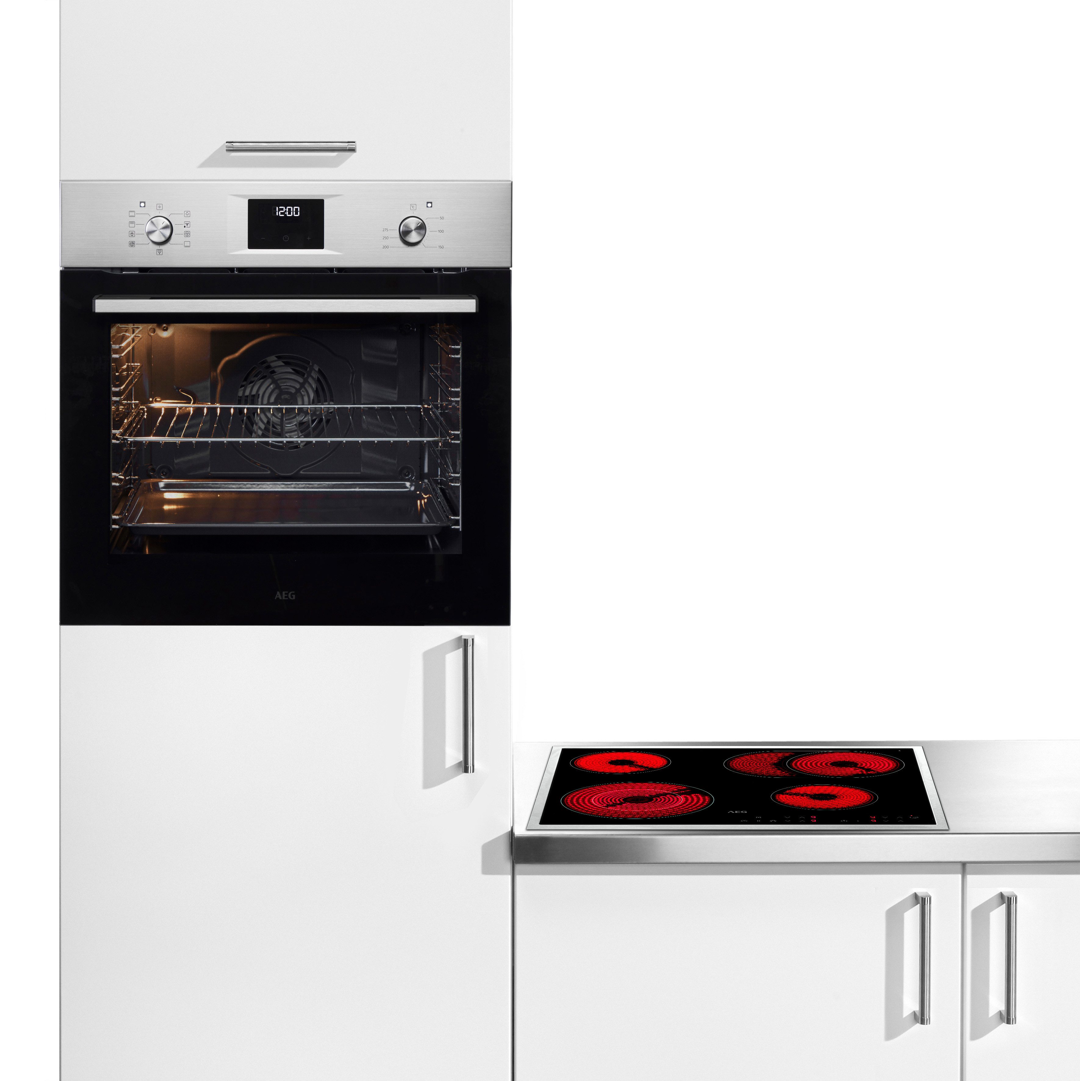 AEG Backofen-Set HH25BSM, Aqua Clean, Glaskeramikkochfeld, autarker Backofen, mit Timer-Funktion