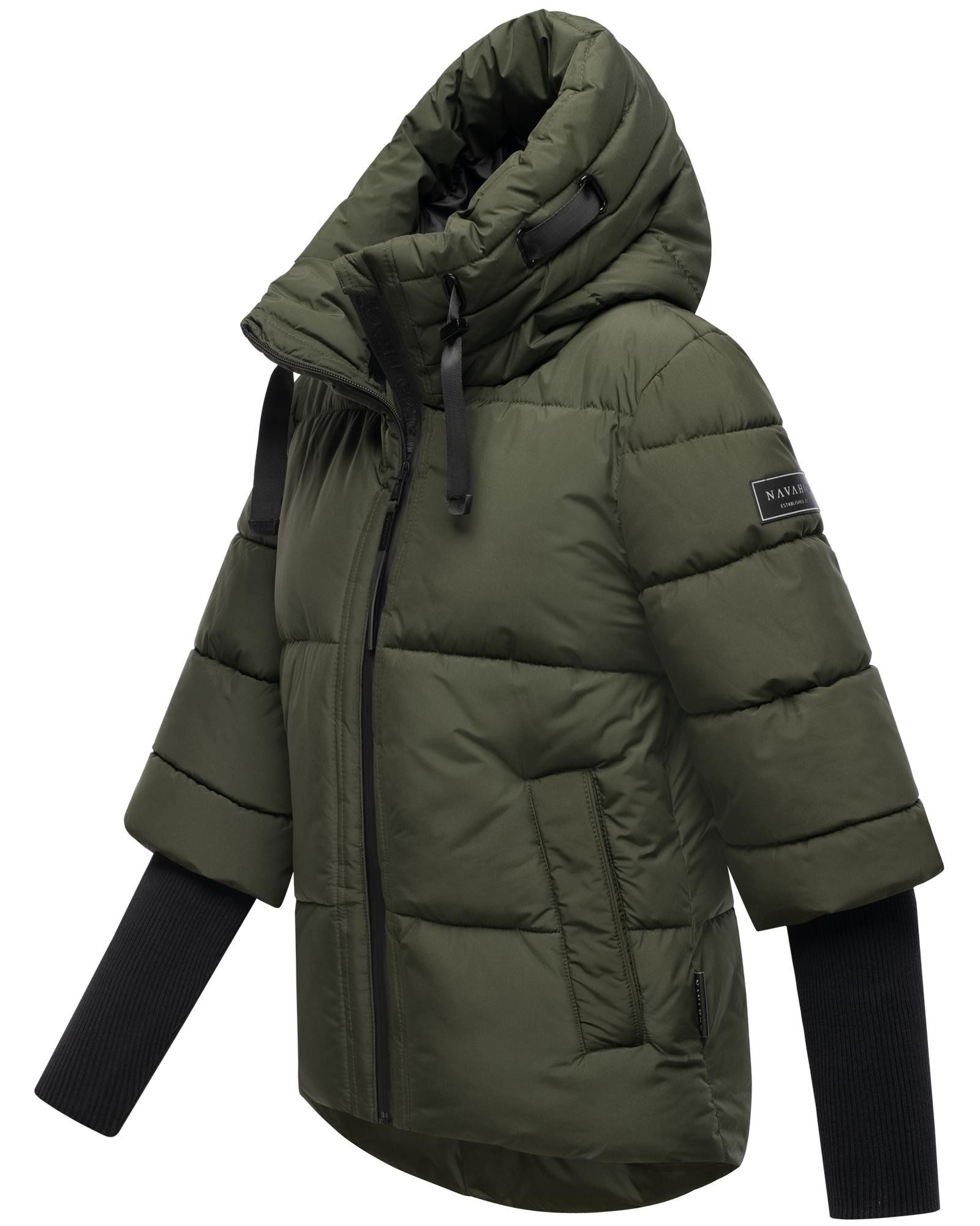 Navahoo Steppjacke Lotusherz XIV Warme gesteppte Winterjacke mit Rippstrickärmeln