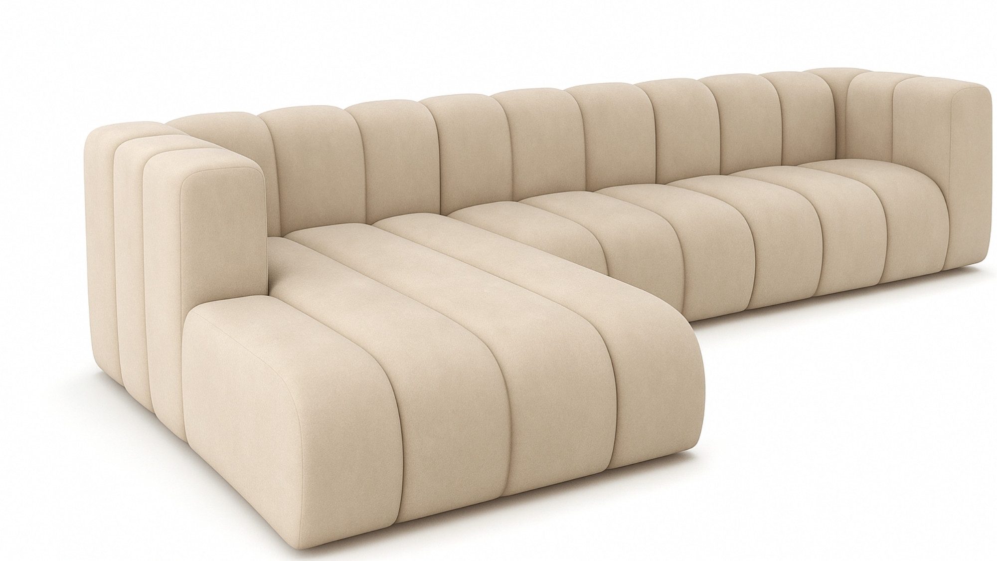 Kaiser Möbel Ecksofa Moderne aus Veloursstoff Salvador Grand L 318 cm, Ecksofa, Tiefe Sitzflächen,Premium-Velours Salvador,Design Soft-Cube