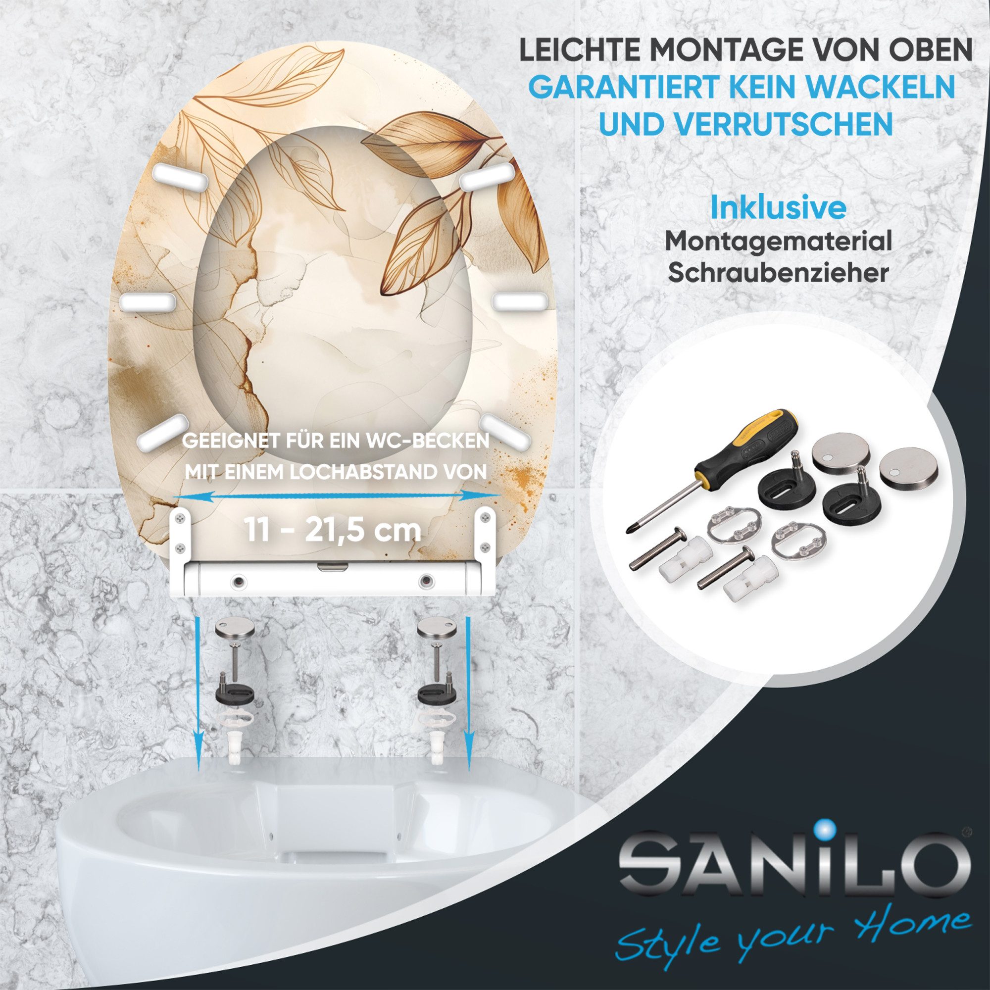 Sanilo WC-Sitz mit Absenkautomatik & Top Fix in vielen Designs, hochwertig, abnehmbar, leichte Montage von oben, mit Schraubenzieher – Bild 5 von 5