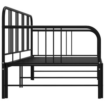 furnicato Bett Tagesbett Ausziehbar Schwarz Metall 90x200 cm