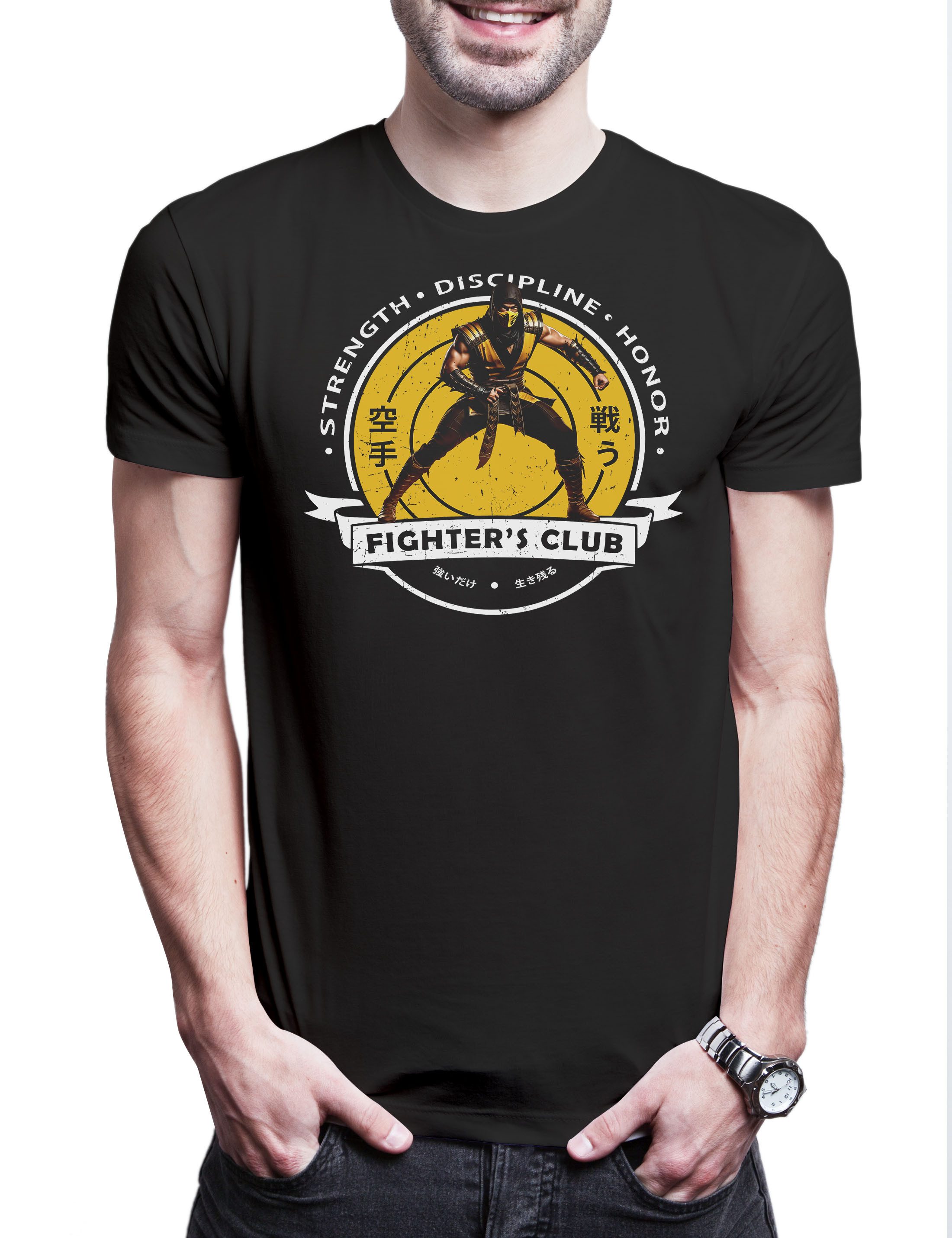 Print-Shirt Fighter's Club Ninja II Herren T-Shirt Gamer Mortal MK Kung Scorpion