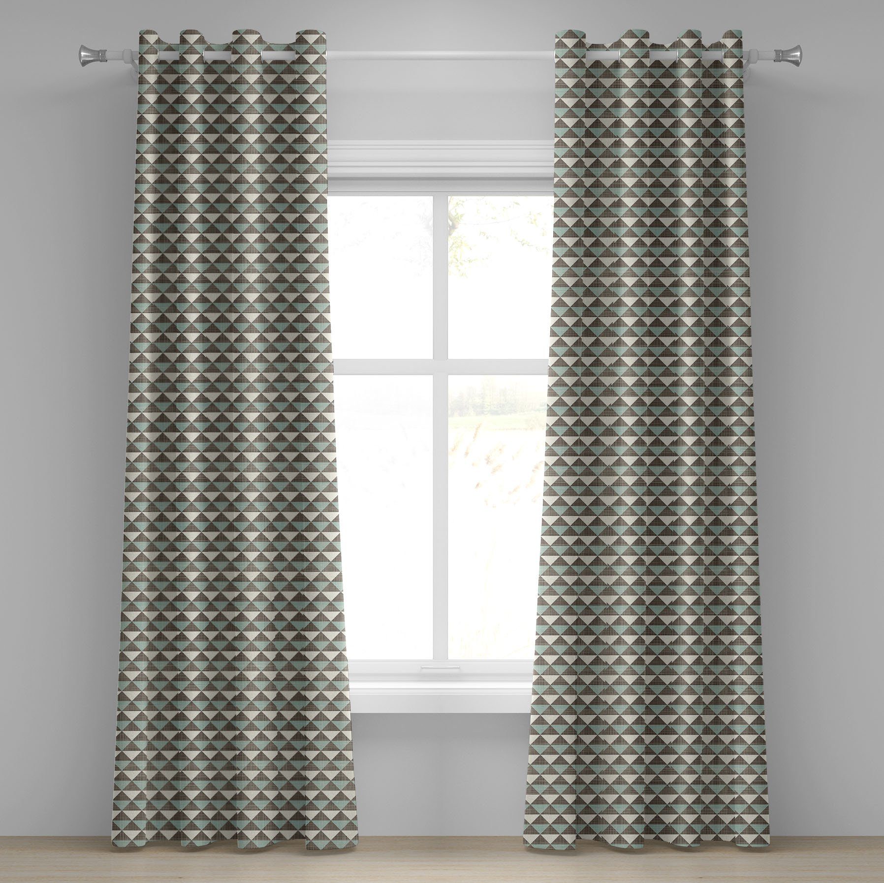 Gardine Dekorative 2-Panel-Fenstervorhänge für Schlafzimmer Wohnzimmer, Abakuhaus, Geometrisch Kubismus Triangles