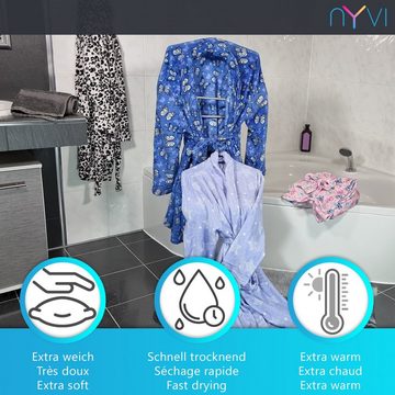 NYVI Damenbademantel Bademantel CozyColors für Damen, Bunter Unisize Morgenmantel, Microfaser, Bademäntel für Erwachsene & Kinder, mit Taschen, Gürtel & Aufhänger