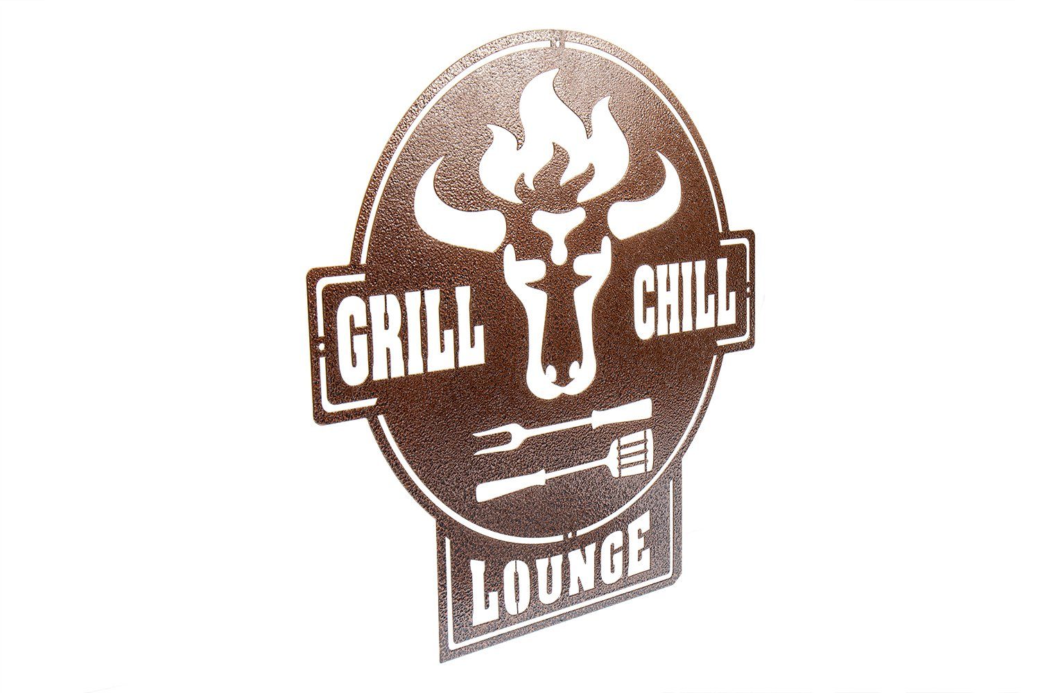 Bronze Lounge Grill Bulle tuning-art Grill + Lounge Schild GC01-BRZ Bronze Chill Stahl & Wanddekoobjekt