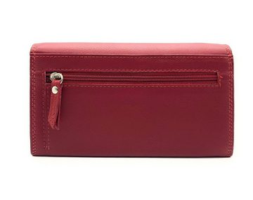 JOCKEY CLUB Geldbörse echt Leder Damen Portemonnaie lang mit RFID Schutz, weiches Rindleder, elegantes Rot, Fotofach, viel Platz