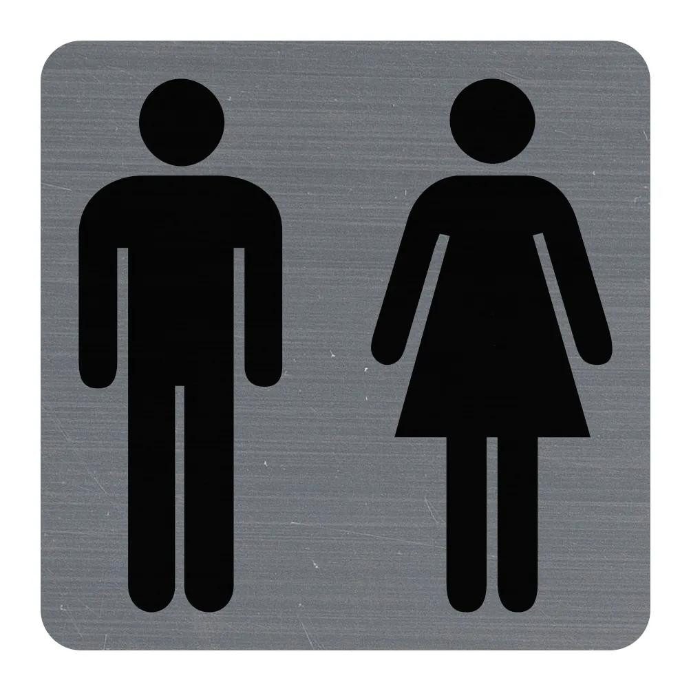 EXACOMPTA Warnschild Hinweisschild selbstklebend Toilette Damen/Herren 75x75 cm Grau 67178E