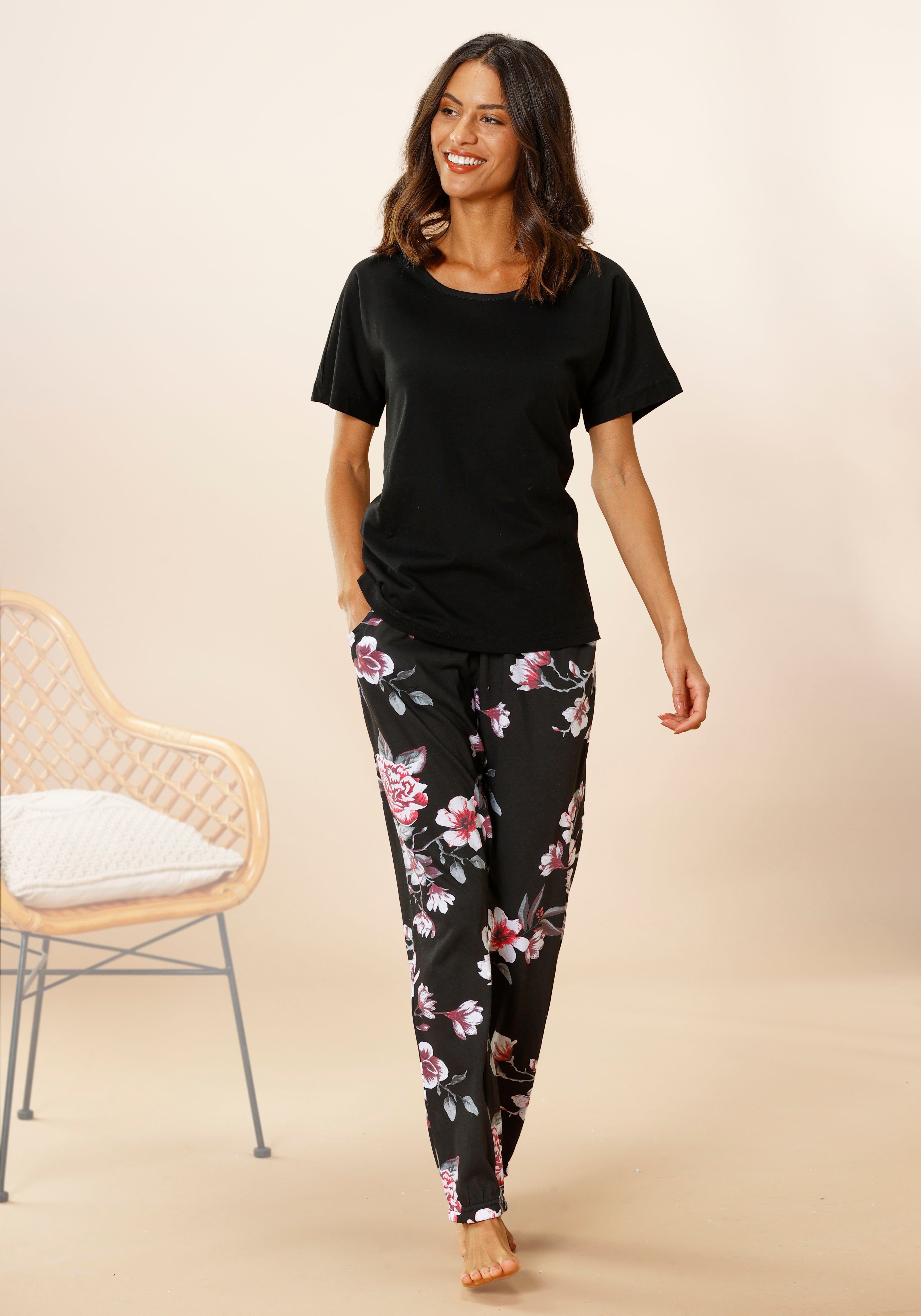 Vivance Dreams Pyjama mit Hortensienmuster | Pyjamas