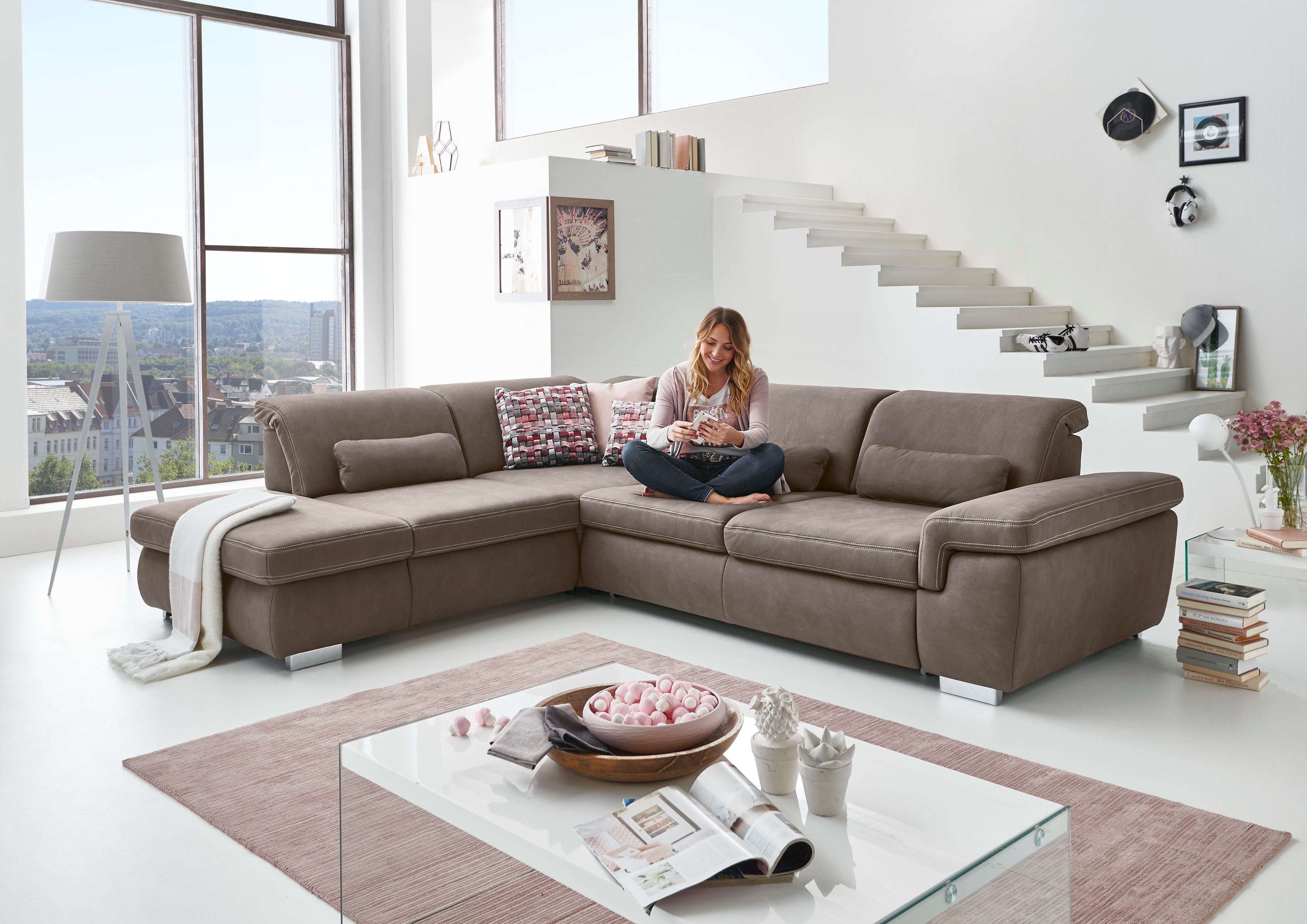 Die PlanBar Ecksofa MP-IN17041 L-Form, Breite 320 cm, Sitztiefenverstellung, optional Kopfteilverstellung & Schlaffunktion