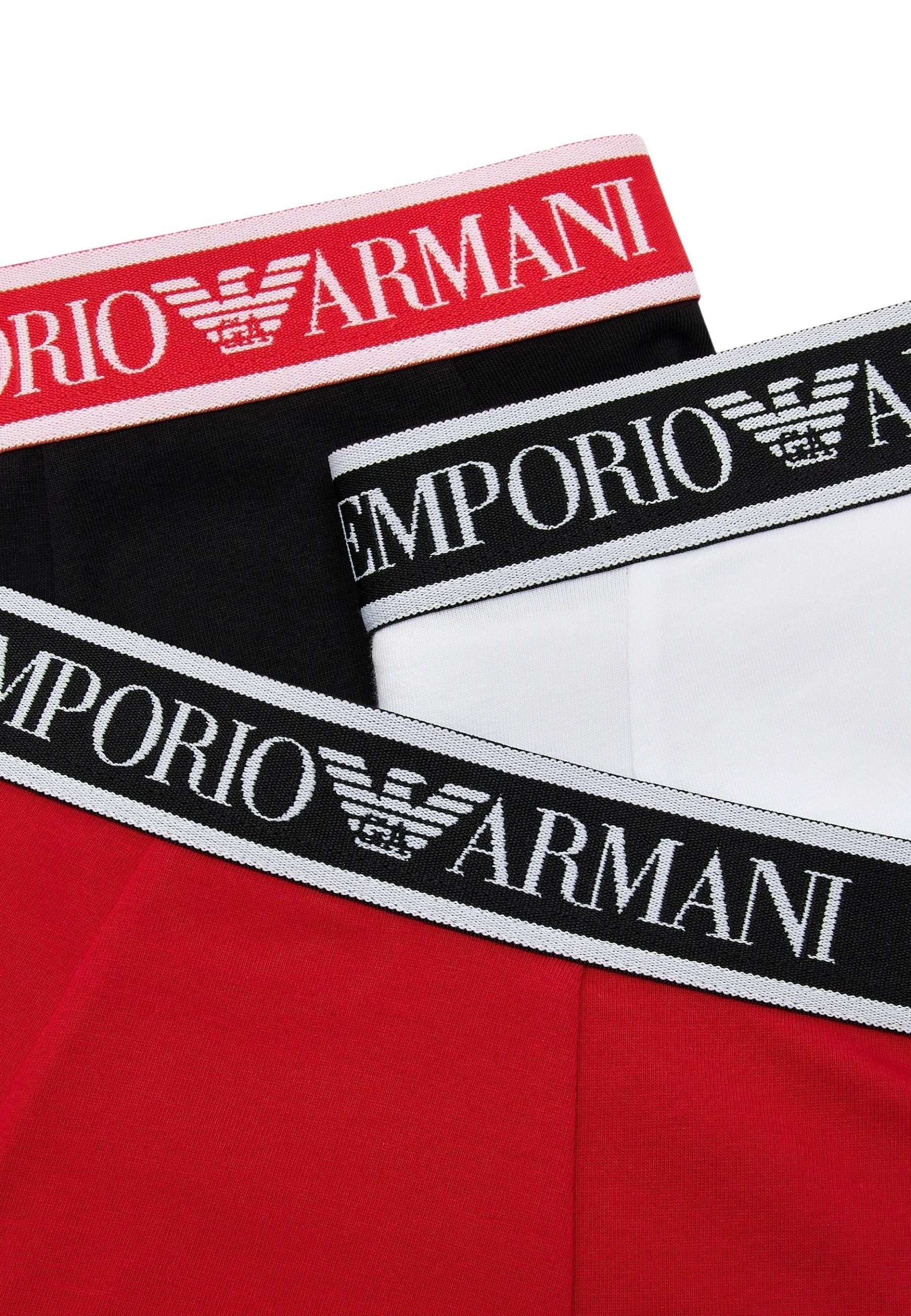 Trunks Weiß/Schwarz/Rot (3-St) Armani Pack Shorts Emporio Boxershorts Knit 3