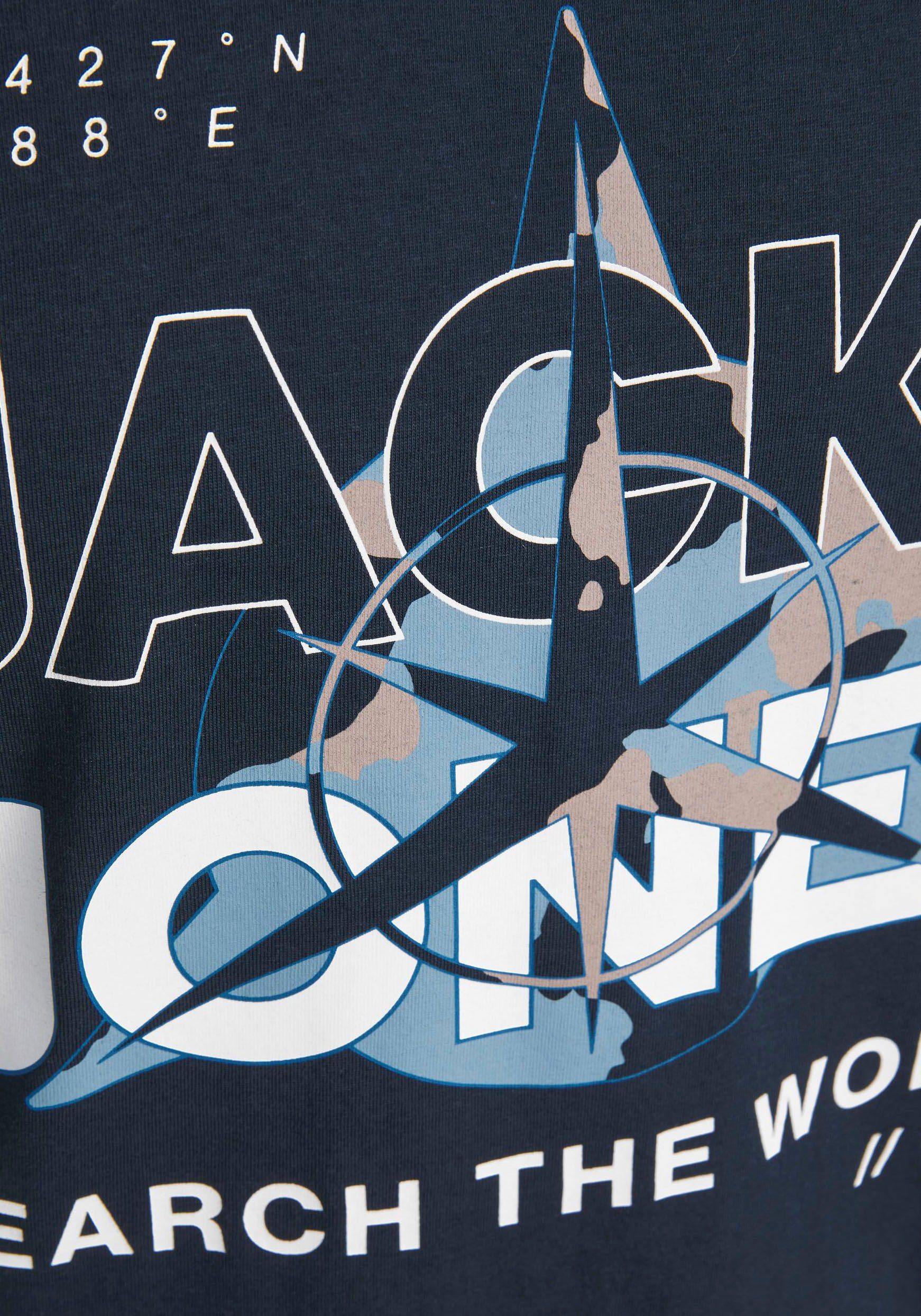 Jack & Jones Rundhalsshirt LN TEE SS navy CREW JCOHUNT NECK blazer