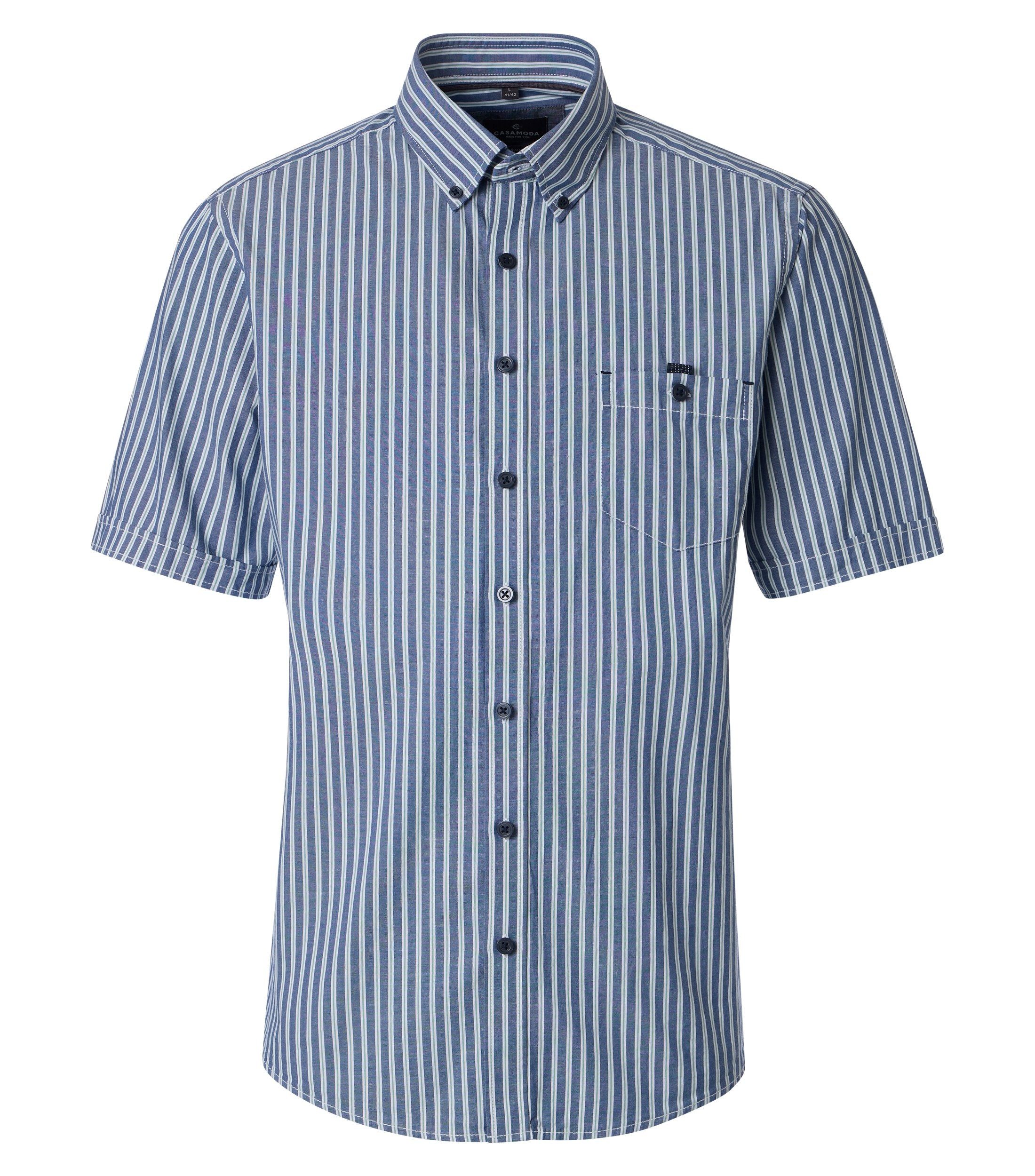 CASAMODA Kurzarmhemd CASAMODA Herren Kurzarmhemd Casual Fit ? Gestreiftes Baumwollhemd mit