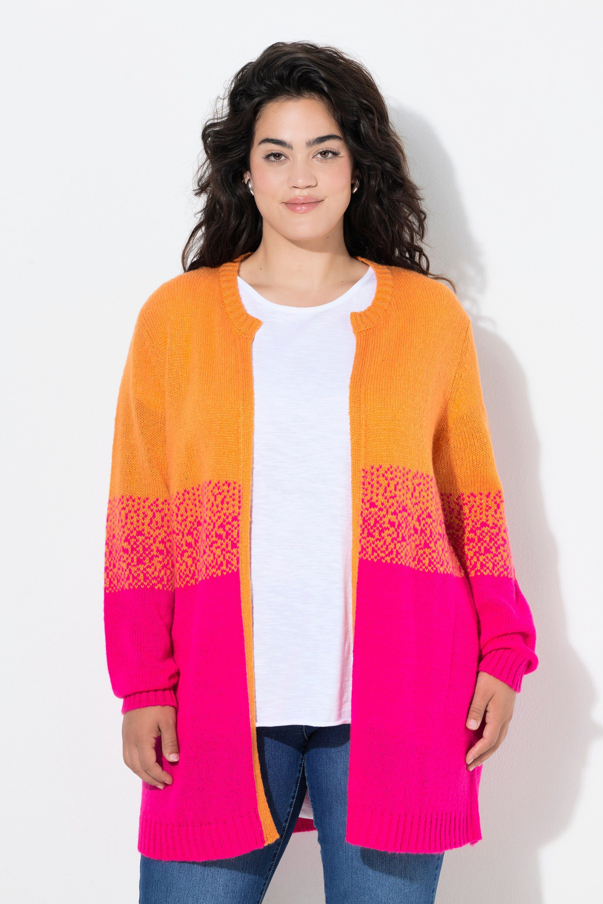 Angel of Style Strickjacke Strickjacke gerade offene Passform Colorblocking