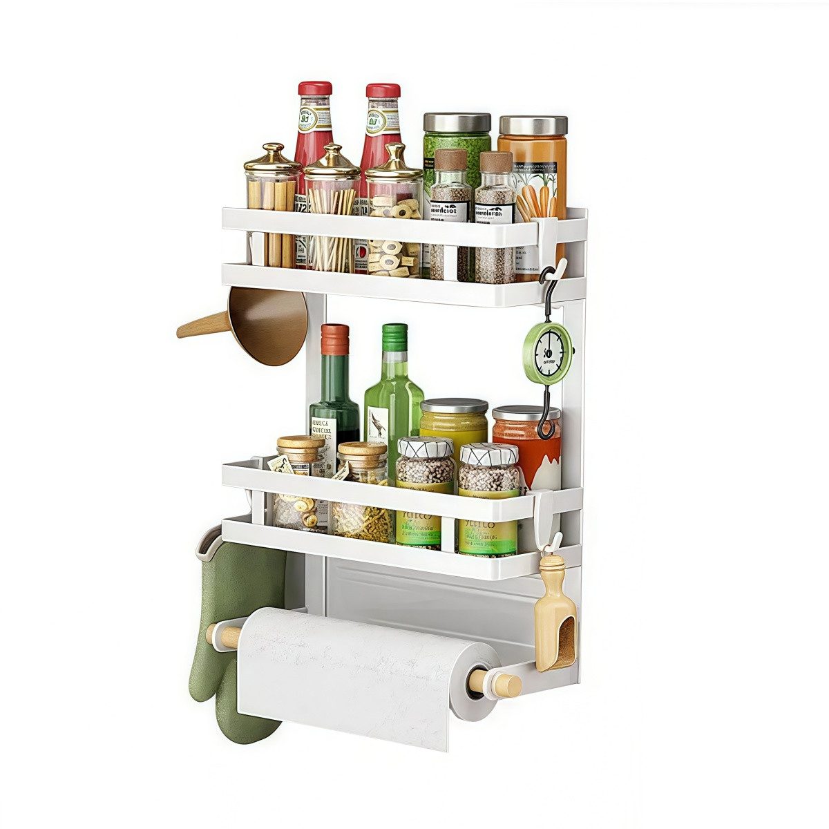 Seitenregal Magnetisches Kühlschrank Regal 3-stufiges Eisen-Multifunktionsregal