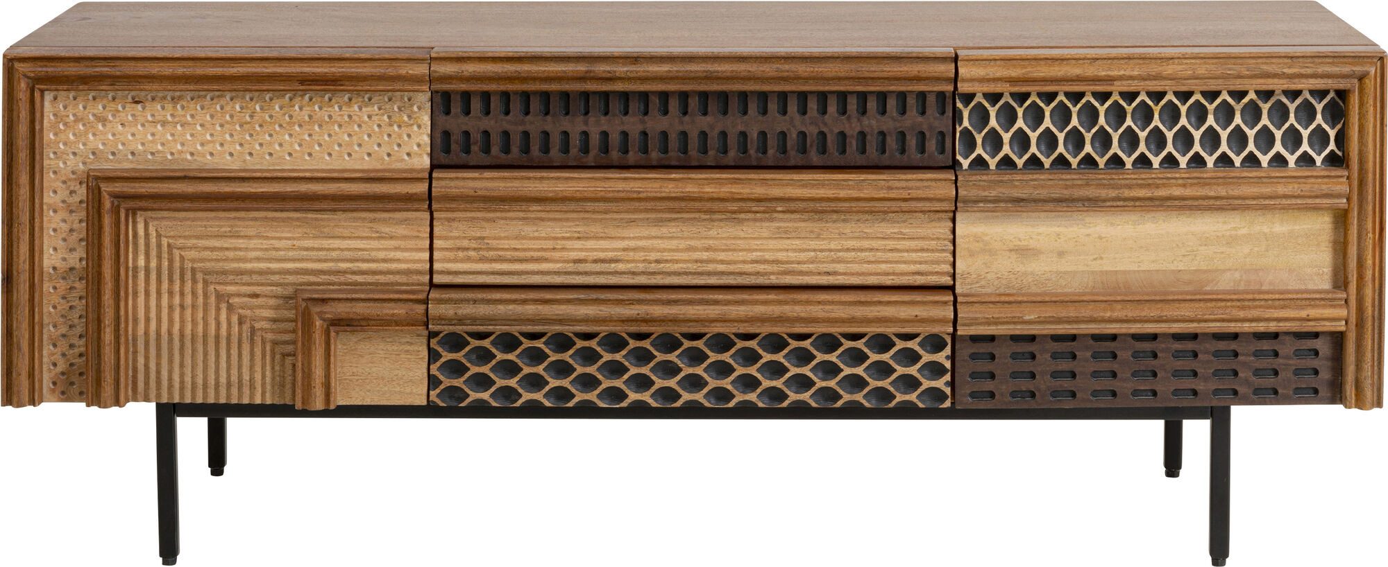 Kare Design Lowboard Gino, Massivholz, mit Schnitzereien, Breite 140 cm