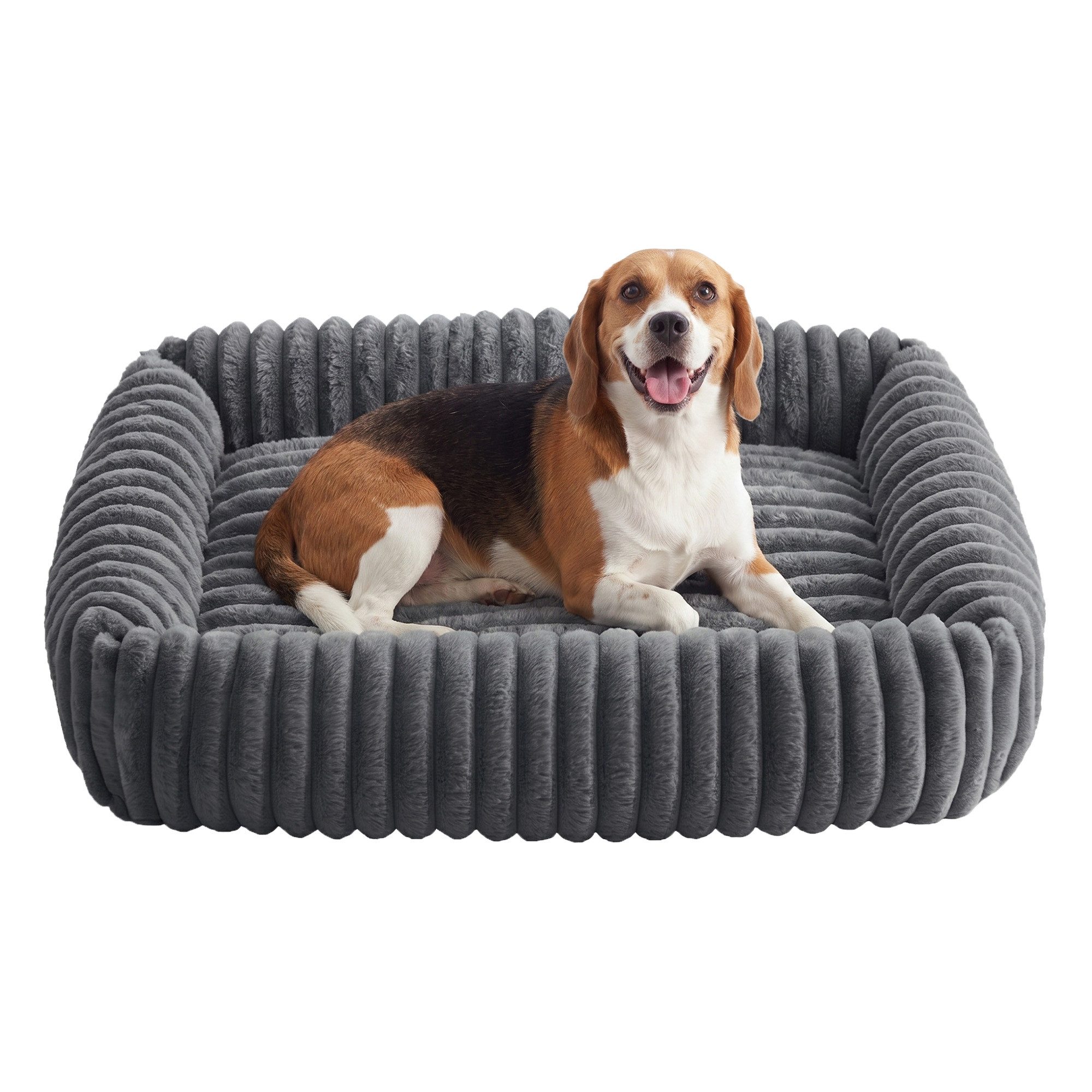 FEANDREA Hundebett orthopädisches Hundekörbchen, flauschige Hundematte, mittelgroßes, waschbar, weiche Polsterung, 91 x 68 x 20 cm
