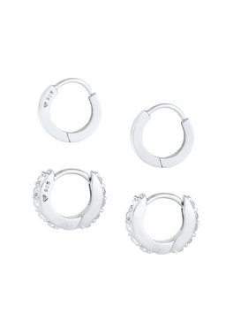 Elli Ohrring-Set Creolen Glanz Kristalle Set 925 Silber