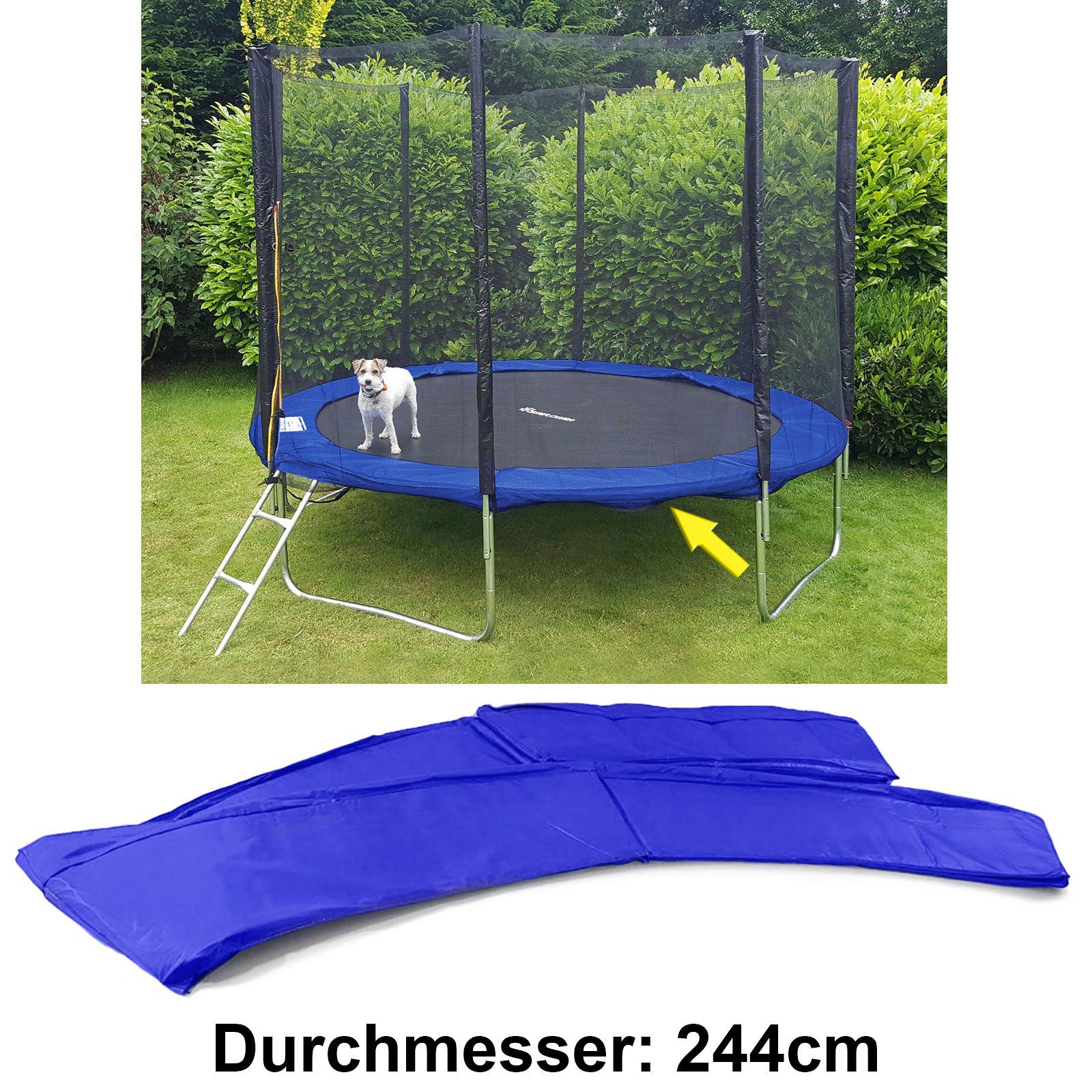 RAMROXX Trampolin-Randabdeckung Sicherheits Schutz Rand für Trampolin Sprungfedern 244 CM Blau