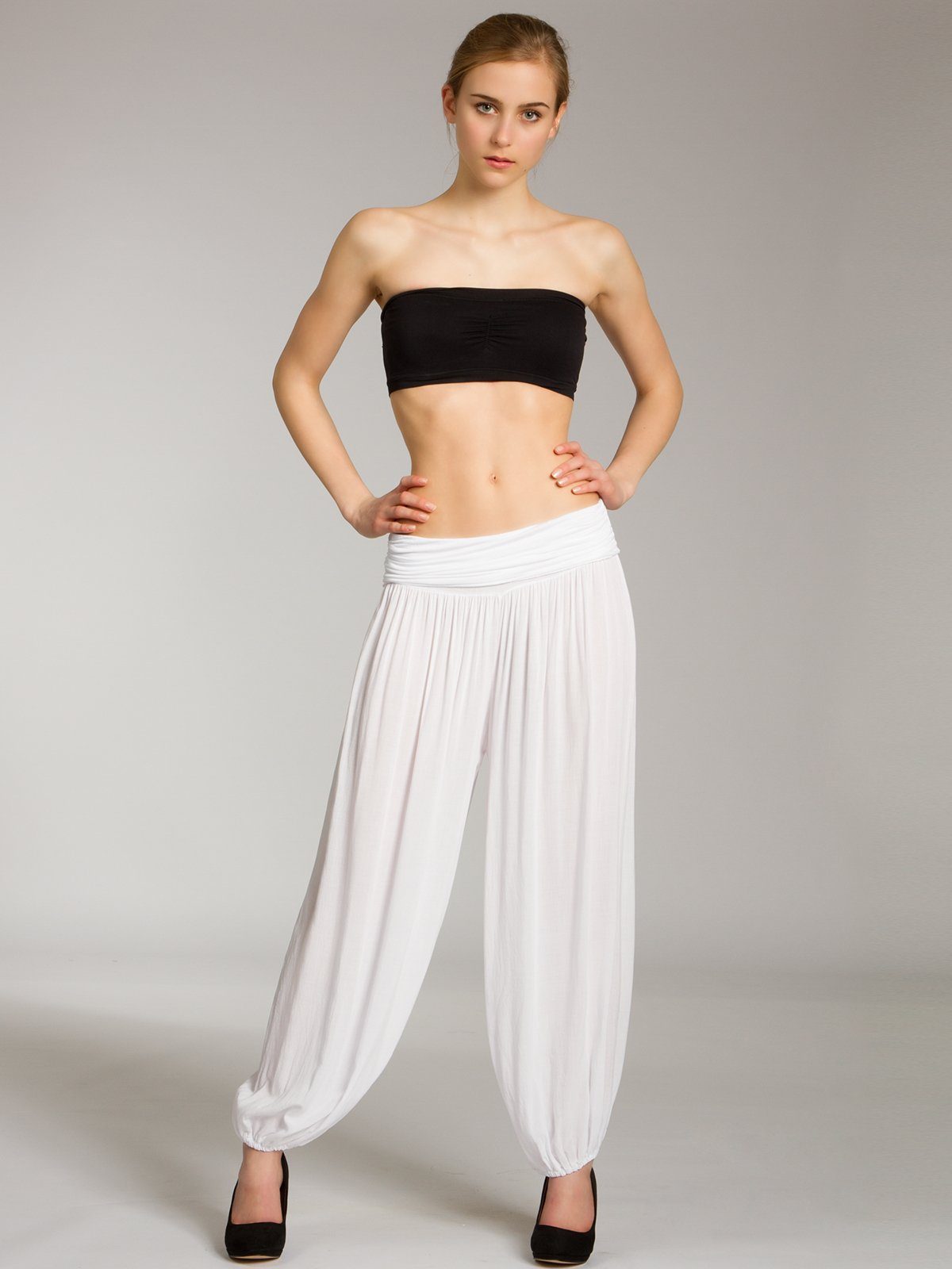 Caspar Stoffhose KHS035 leichte Damen Sommer Haremshose mit hohem Stretch B günstig online kaufen