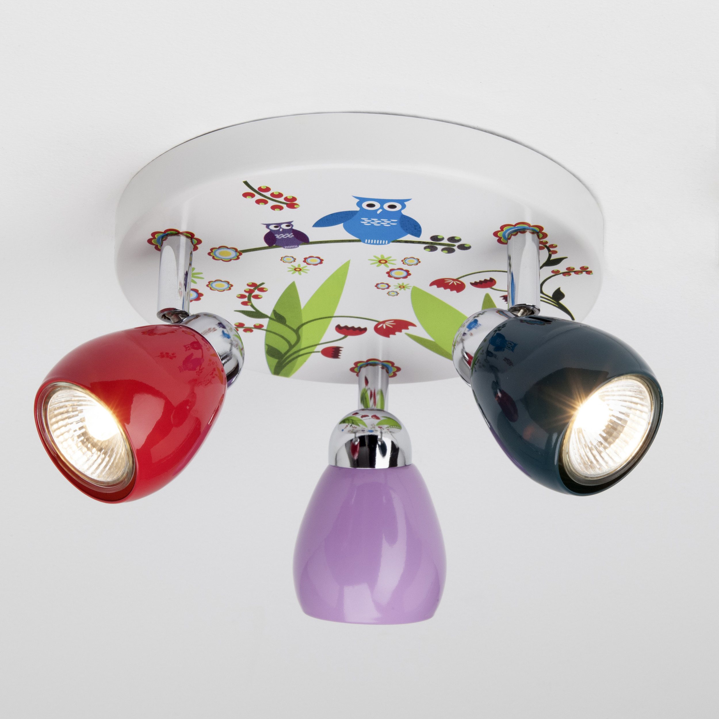 Lightbox Deckenstrahler, LED wechselbar, Warmweiß, Deckenstrahler mit warmweißem Licht, 3 flammiges Spotrondell Kinder