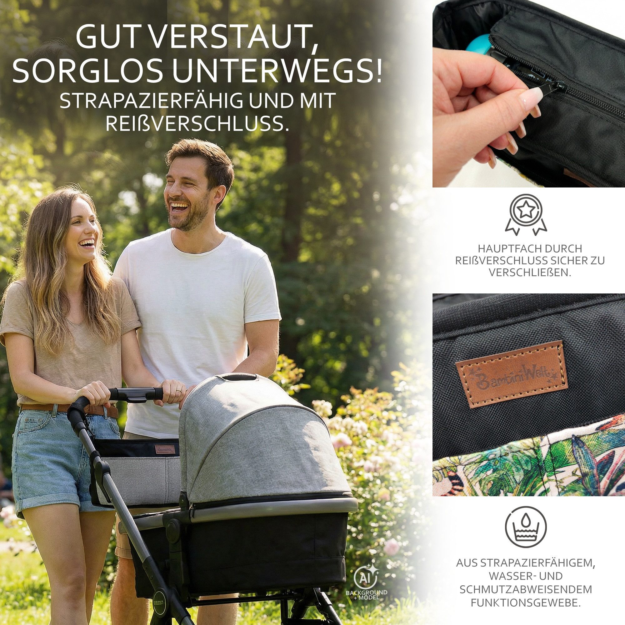BambiniWelt by Rafael K. Wickeltasche Wickeltasche ORGANIZER Kinderwagen Buggy Babytasche mit Getränkehalter – Bild 5 von 5