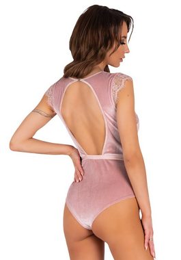 Livco Corsetti Fashion Body Samt Body mit Spitze - rosa