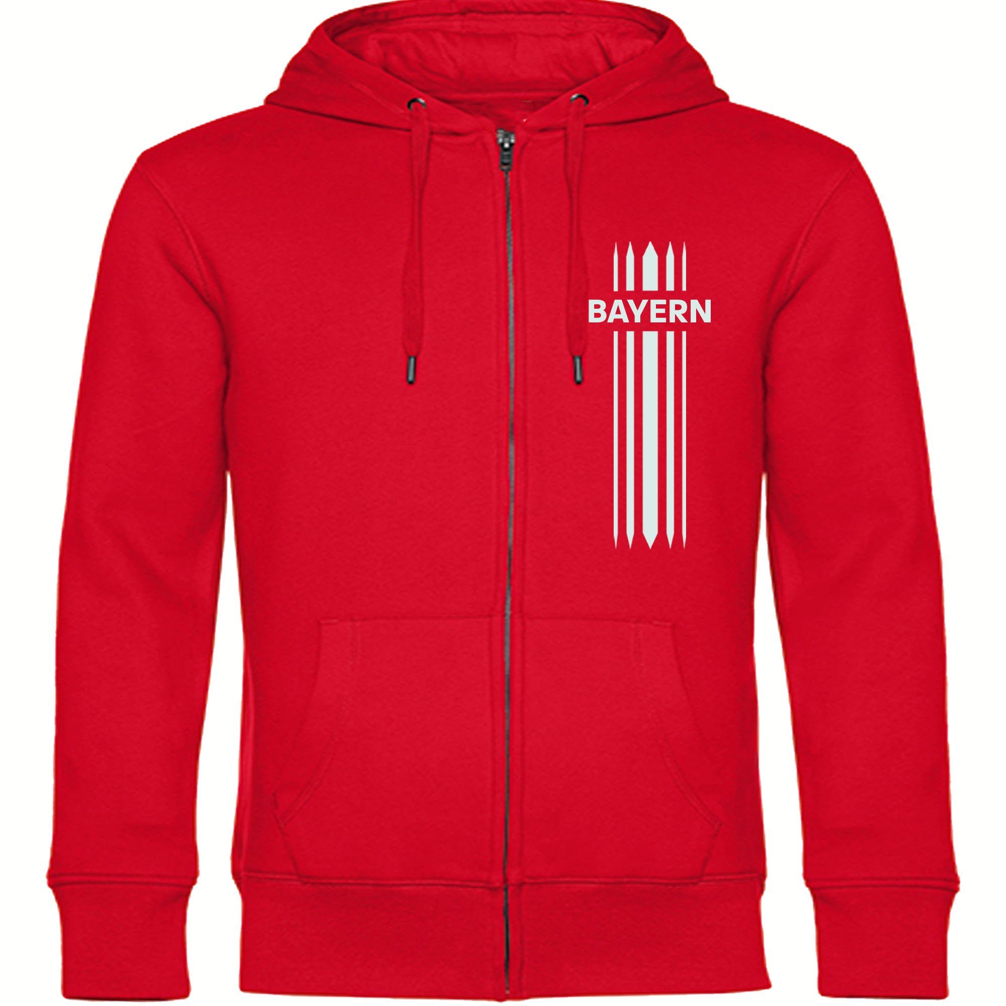 multifanshop Kapuzensweatjacke Bayern - Streifen - Pullover