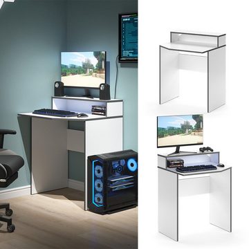 Vicco Computertisch Schreibtisch KRON Weiß/Grau
