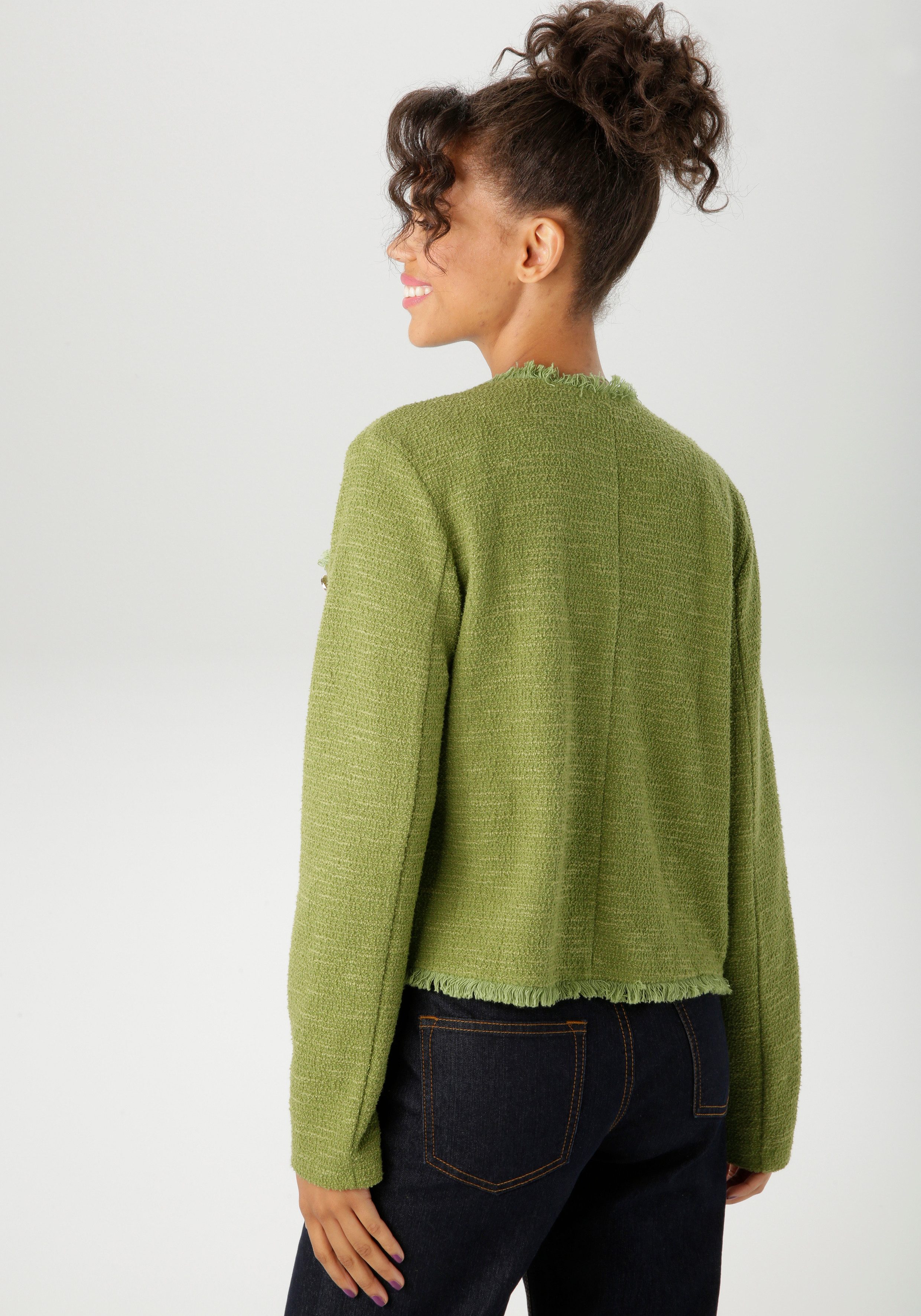 Aniston CASUAL Kurzjacke aus meliertem Bouclé-Jacquard günstig online kaufen