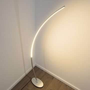 hofstein Stehlampe »Brie« LED Designer Standlampe in Aluminiumgebürstet, Stehleuchte mit Fußschalter und Kabel, Leselampe, LED 1100 Lumen