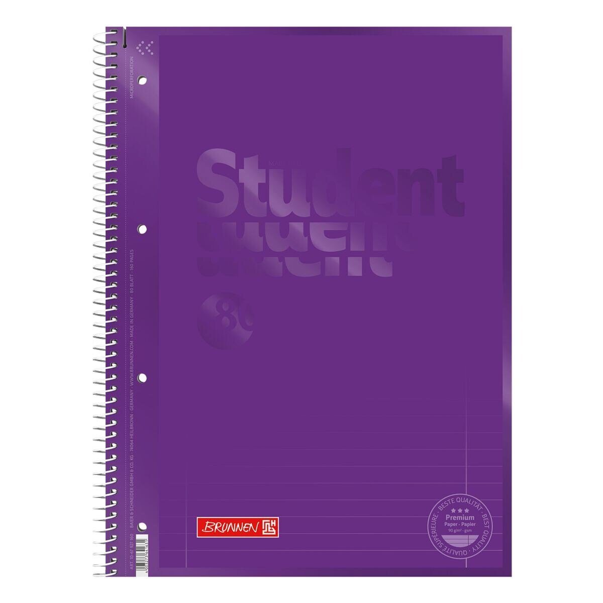 BRUNNEN Collegeblock Student Colour Code, A4, beidseitiger Rand, gelocht, mit Mikroperforation und Ausreißhilfe