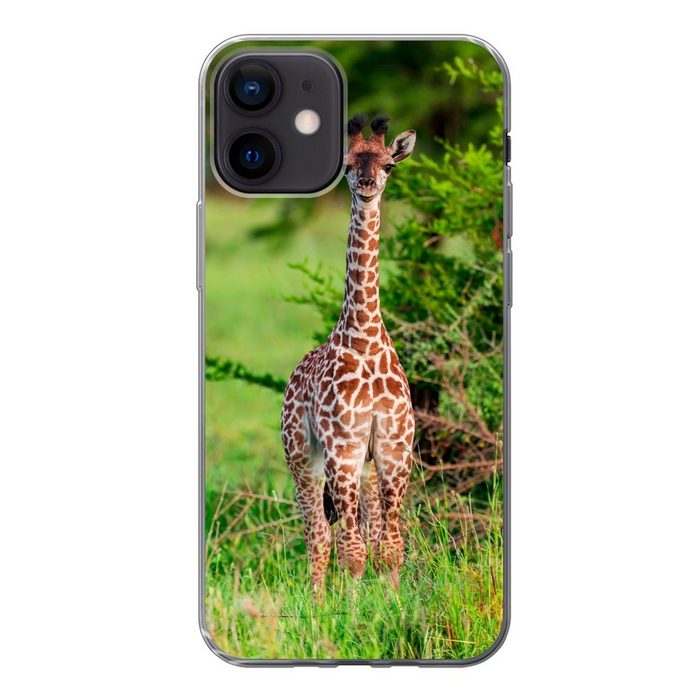 MuchoWow Handyhülle Baby - Giraffe - Pflanzen Handyhülle Apple iPhone 12 Smartphone-Bumper Print Handy