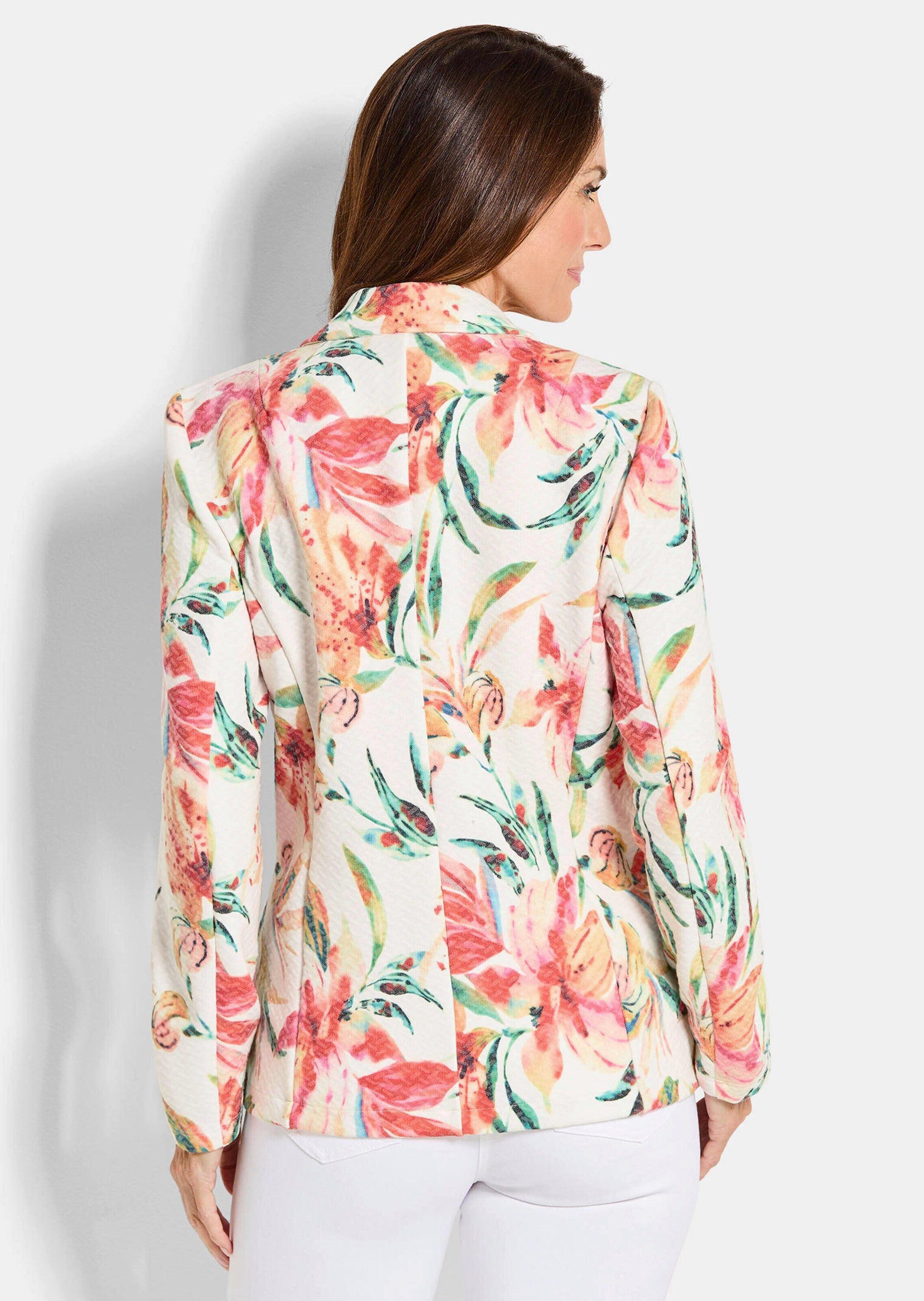 GOLDNER Jerseyblazer Jacquardblazer mit Waffelstruktur Strukturblazer mit Reverskragen, Taschen, Wiener Nähten und Langarm