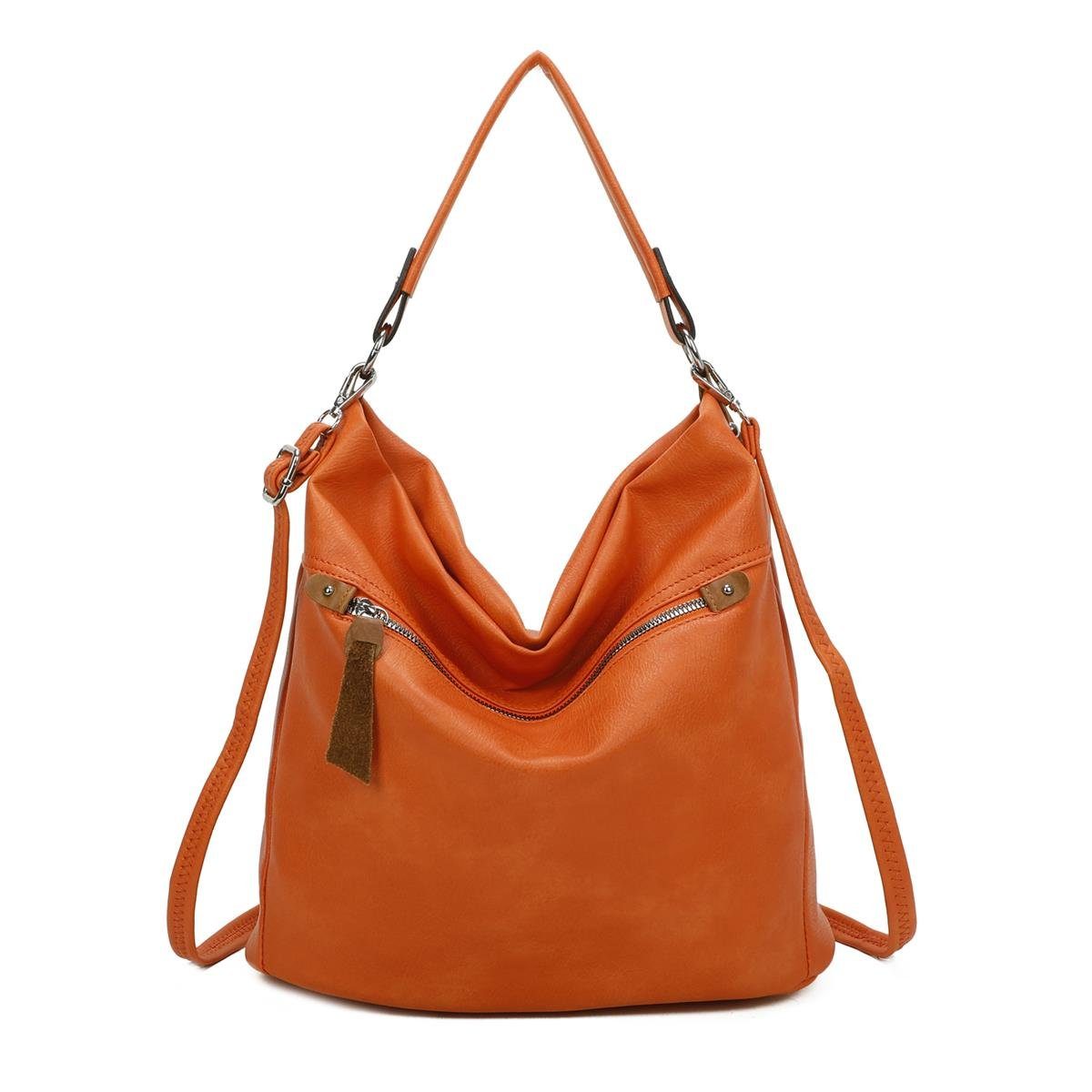 ITALYSHOP24 Schultertasche XL Damen Tasche Shopper Hobo-Bag Schultertasche,  ein Leichtgewicht, als Handtasche, Henkeltasche tragbar, SHOPPING: als  Schultertasche, unter dem Arm & Handtasche tragbar