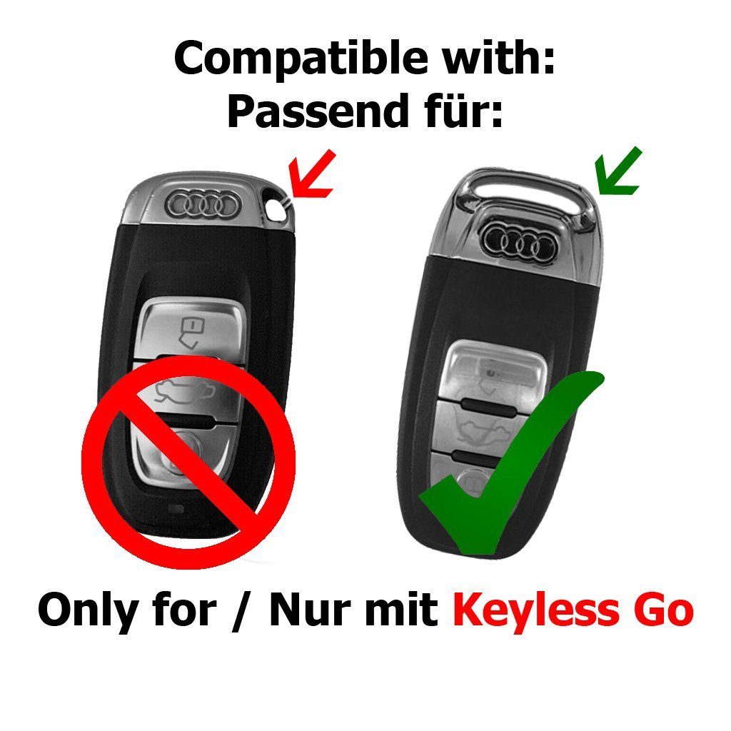 mt-key Schlüsseltasche Autoschlüssel Softcase Silikon Schutzhülle im Carbon Look, Audi A5 S5 A4 S4 Q3 Q5 A6 S6 R8 TT 3 Tasten KEYLESS SMARTKEY – Bild 4 von 4