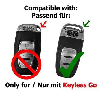 mt-key Schlüsseltasche Autoschlüssel Softcase Silikon Schutzhülle im Carbon Look, für Audi A5 S5 A4 S4 Q3 Q5 A6 S6 R8 TT 3 Tasten KEYLESS SMARTKEY