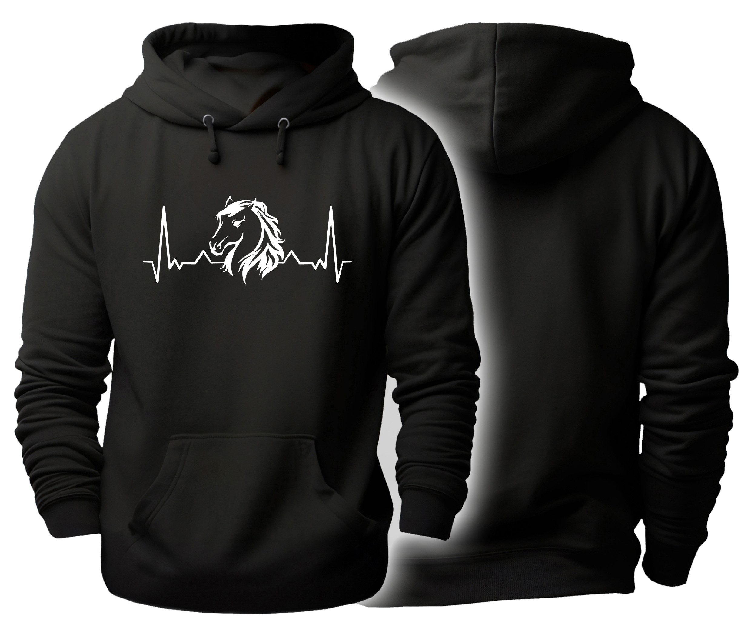 Hoodie Pferde Kapuzen Pulli - Pferdekopf mit Herzschlaglinie