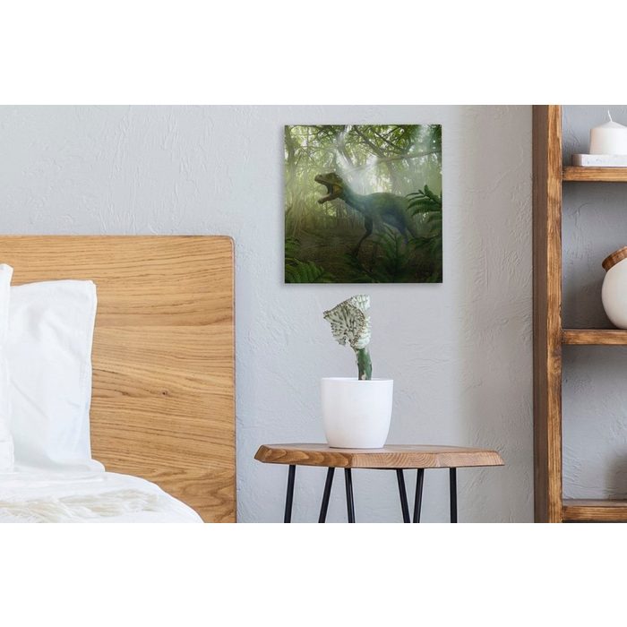 OneMillionCanvasses® Leinwandbild Dinosaurier - Dschungel - Pflanzen (1 St) Leinwand Bilder für Wohnzimmer Schlafzimmer AV10523