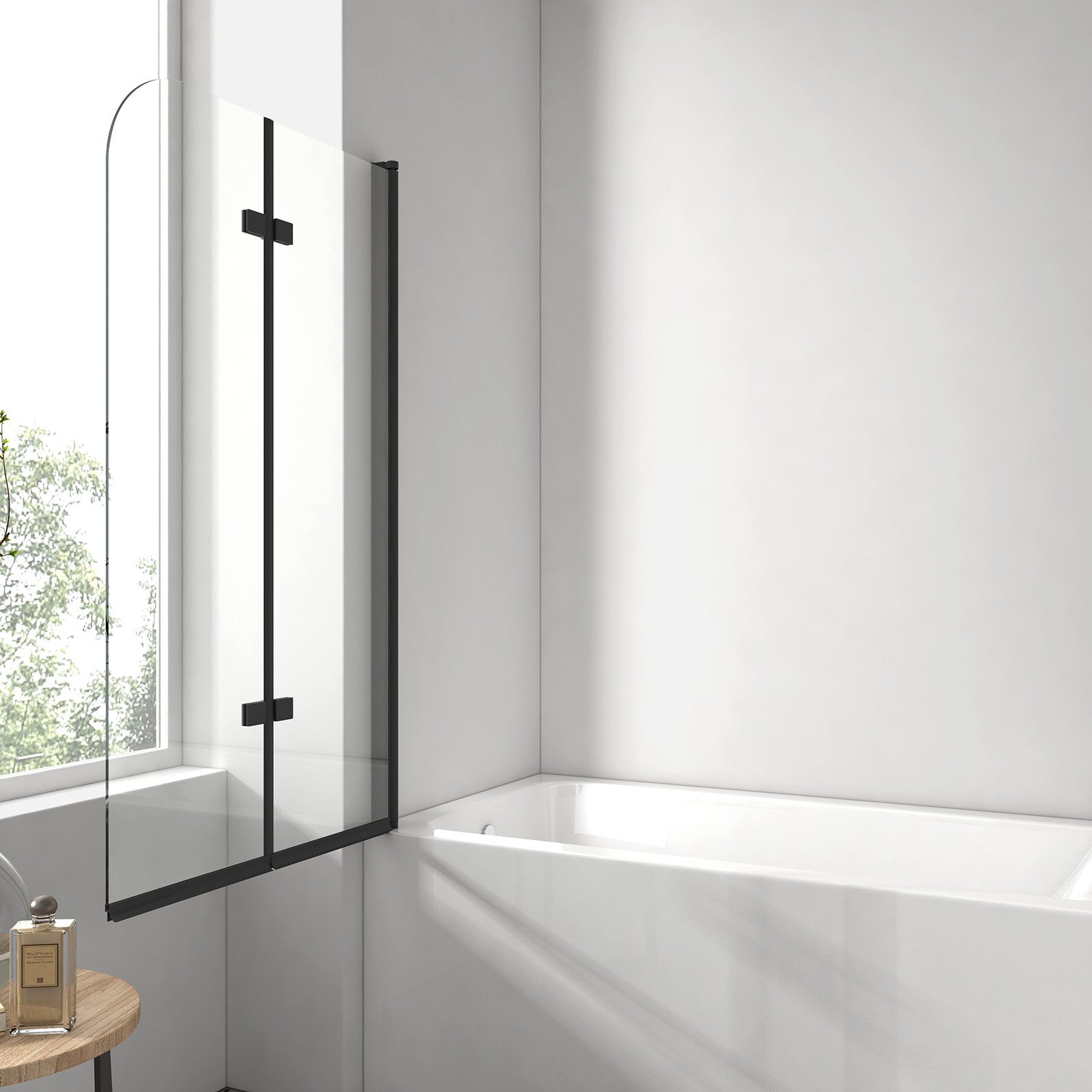 EMKE Badewannenaufsatz Duschwand für Badewanne,2-teilig Duschwand Faltbar Schwenkbar Aufsatz, (Set), Duschwand Faltba,6mm Klarglas Einscheibensicherheitsglas,100x140cm