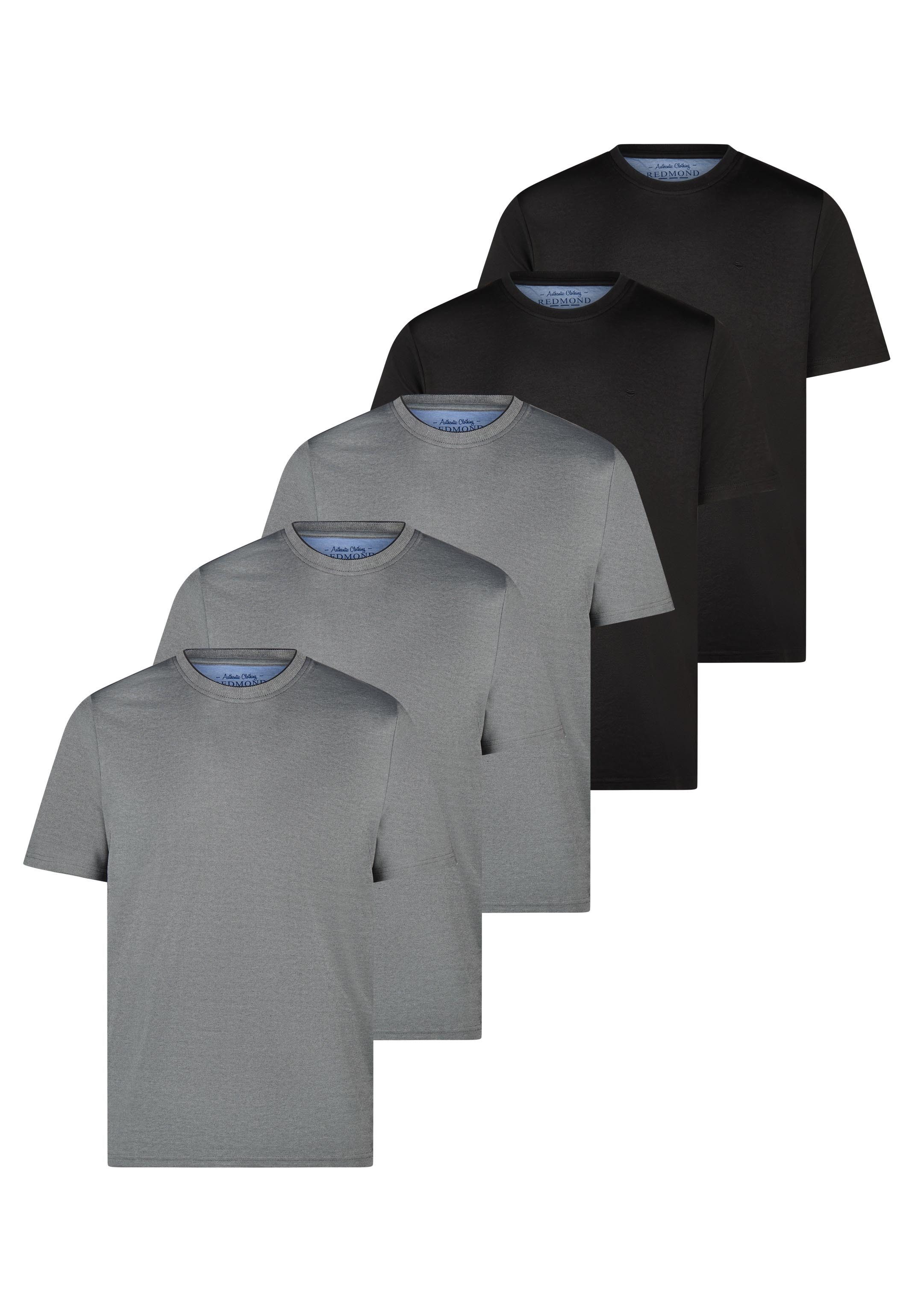 Redmond T-Shirt 5er Pack Basic (Spar-Set, 5-tlg) T-Shirt - Baumwolle - Atmungsaktiv - Klassisches Basic für jeden Tag