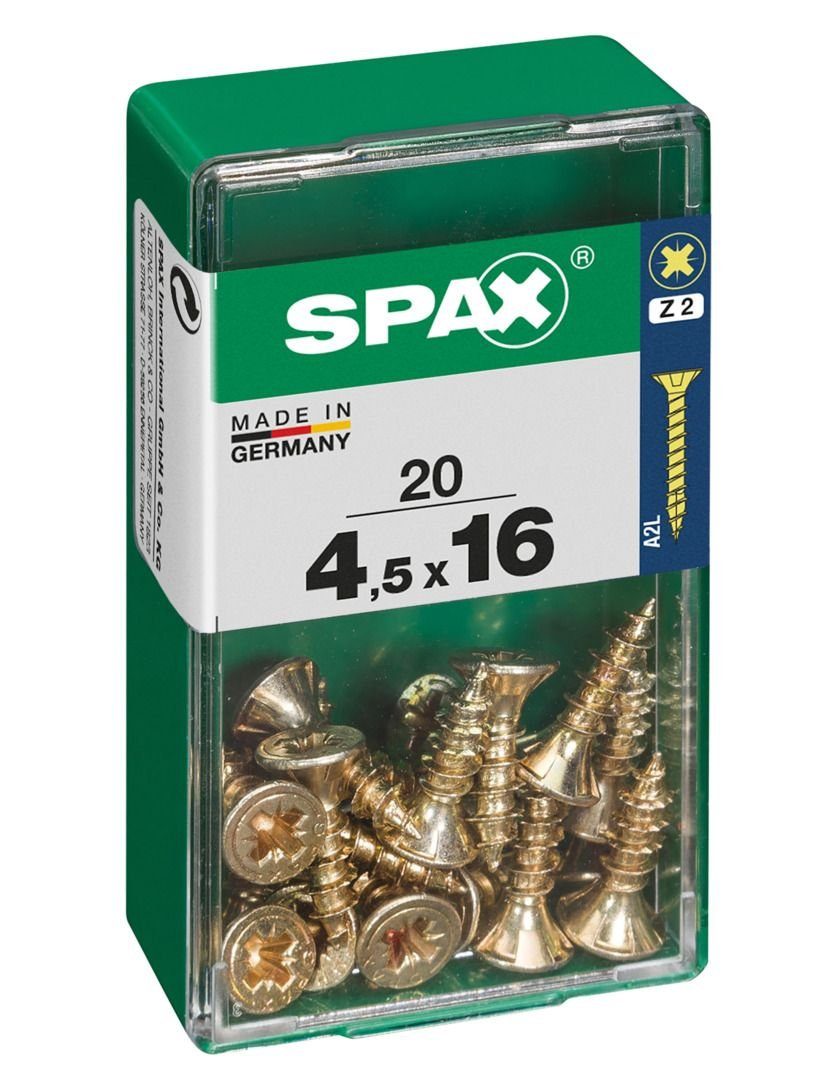 2 mm Holzbauschraube 4.5 Stk. x SPAX 16 Spax PZ Universalschrauben 20 -